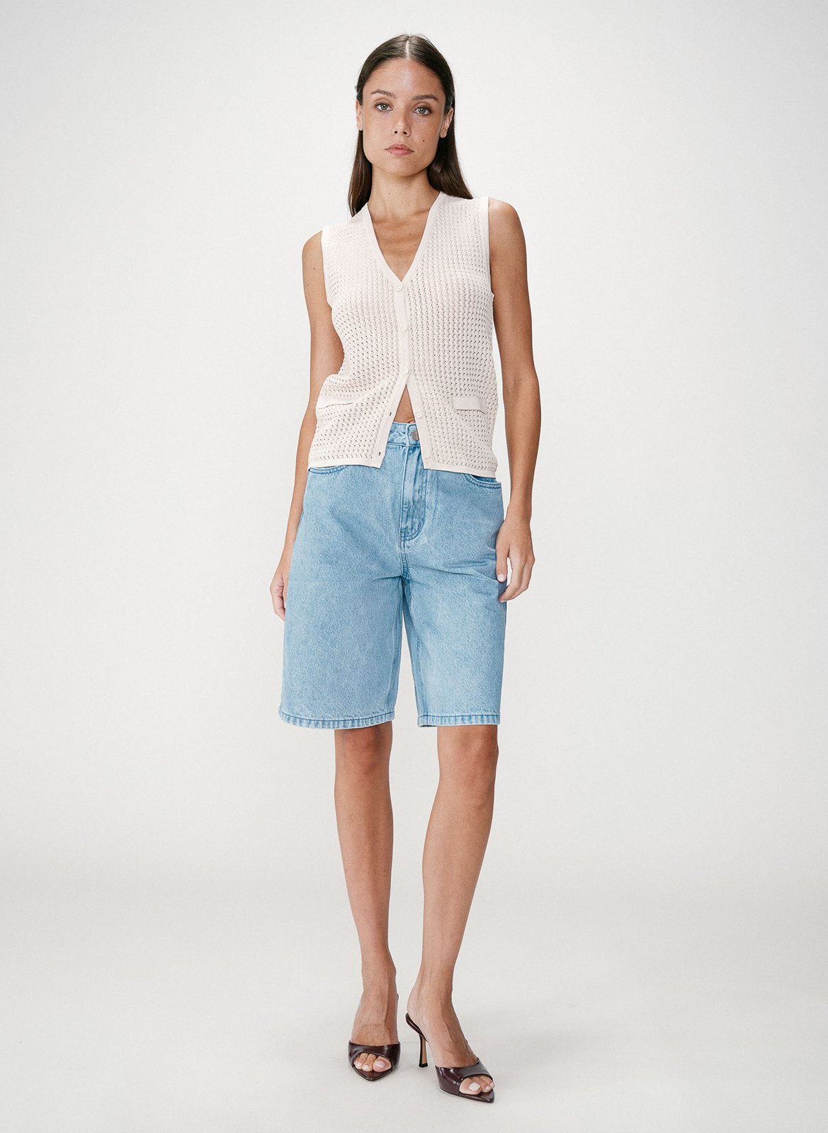 Gilet col V  GRACE ET MILA Beige