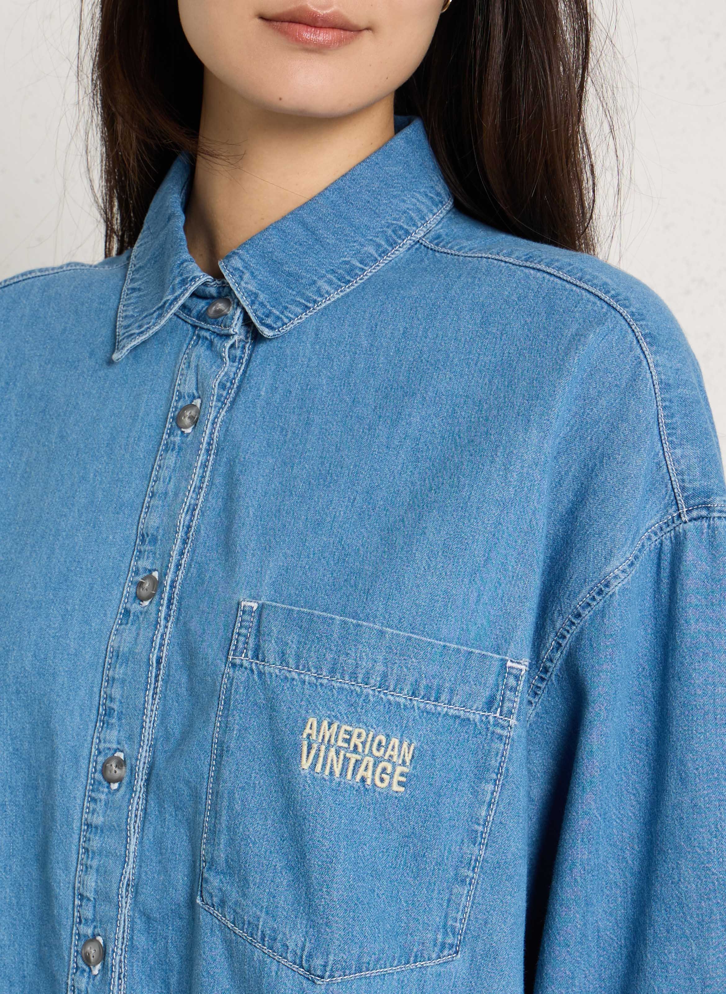 Oversized, katoenen blouse met klassieke kraag AMERICAN VINTAGE Blauw