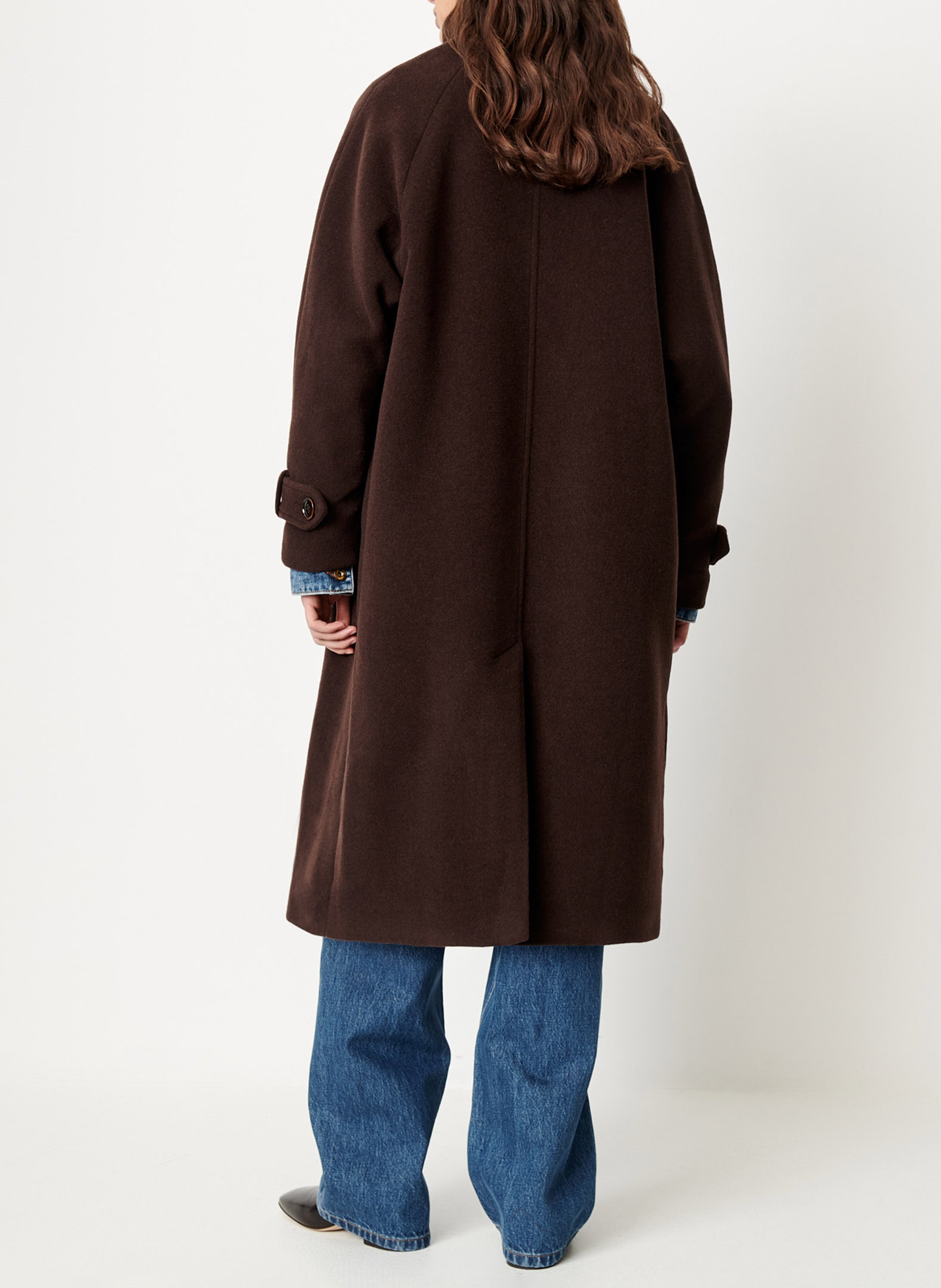 High-neck wool-blend coat SESSUN Brown
