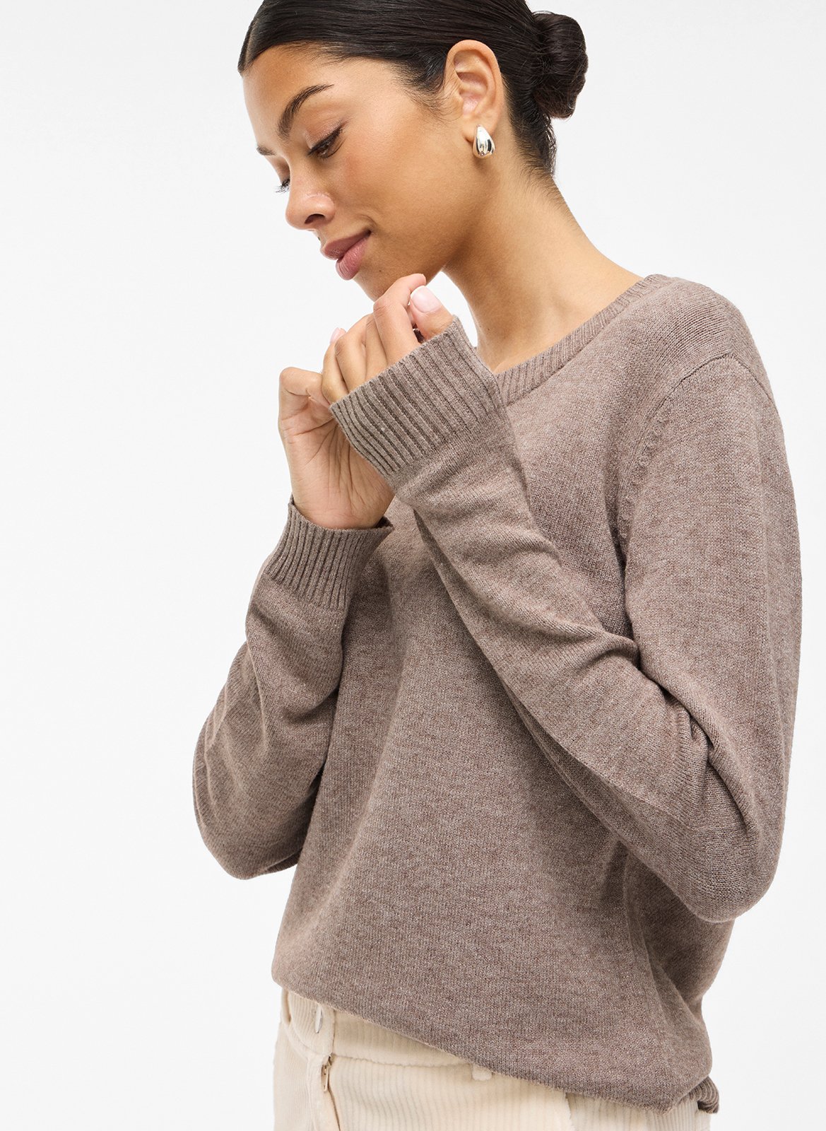Round-neck sweater VILA Brown
