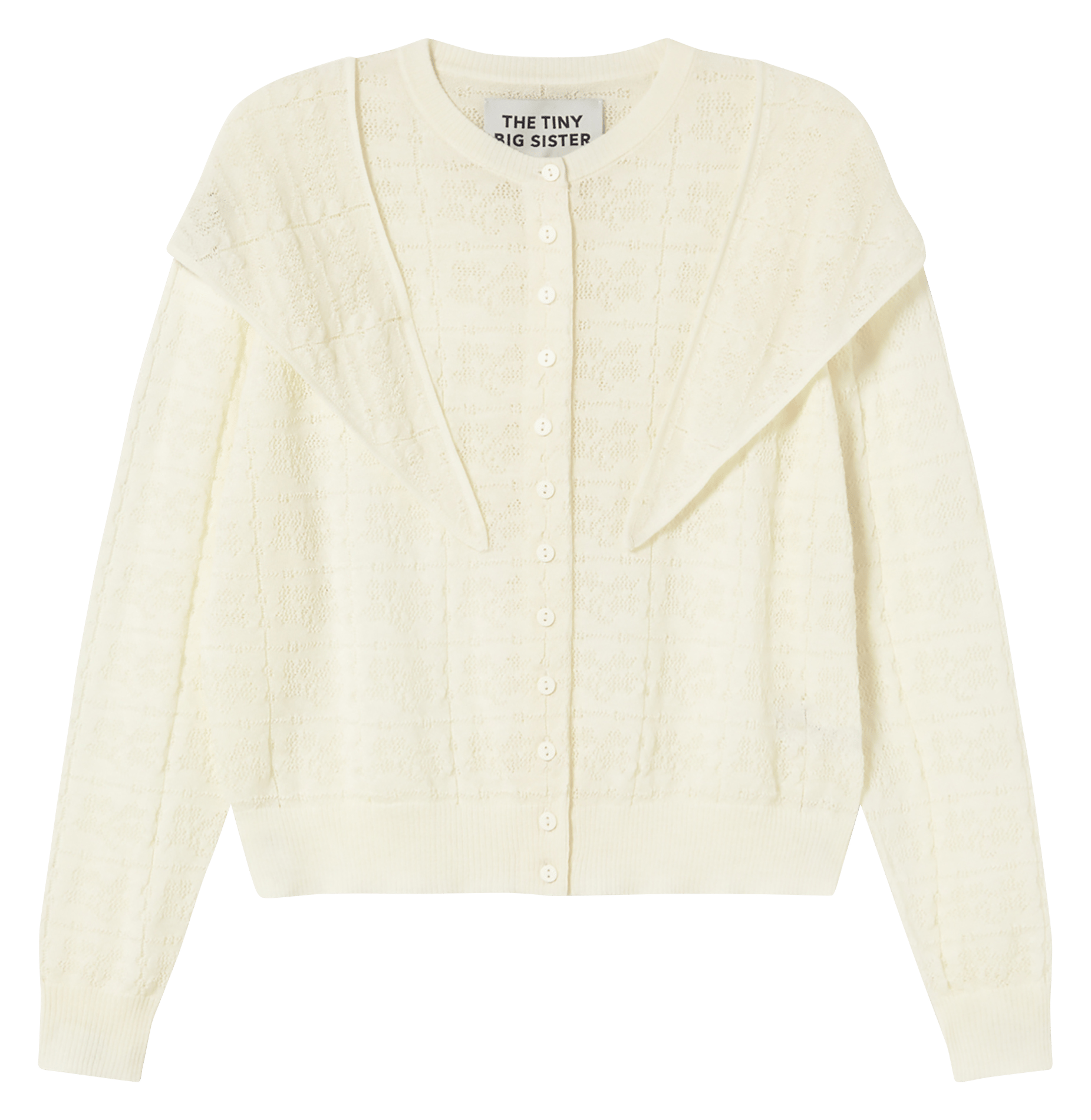 Gilet col rond en laine THE TINY BIG SISTER Beige