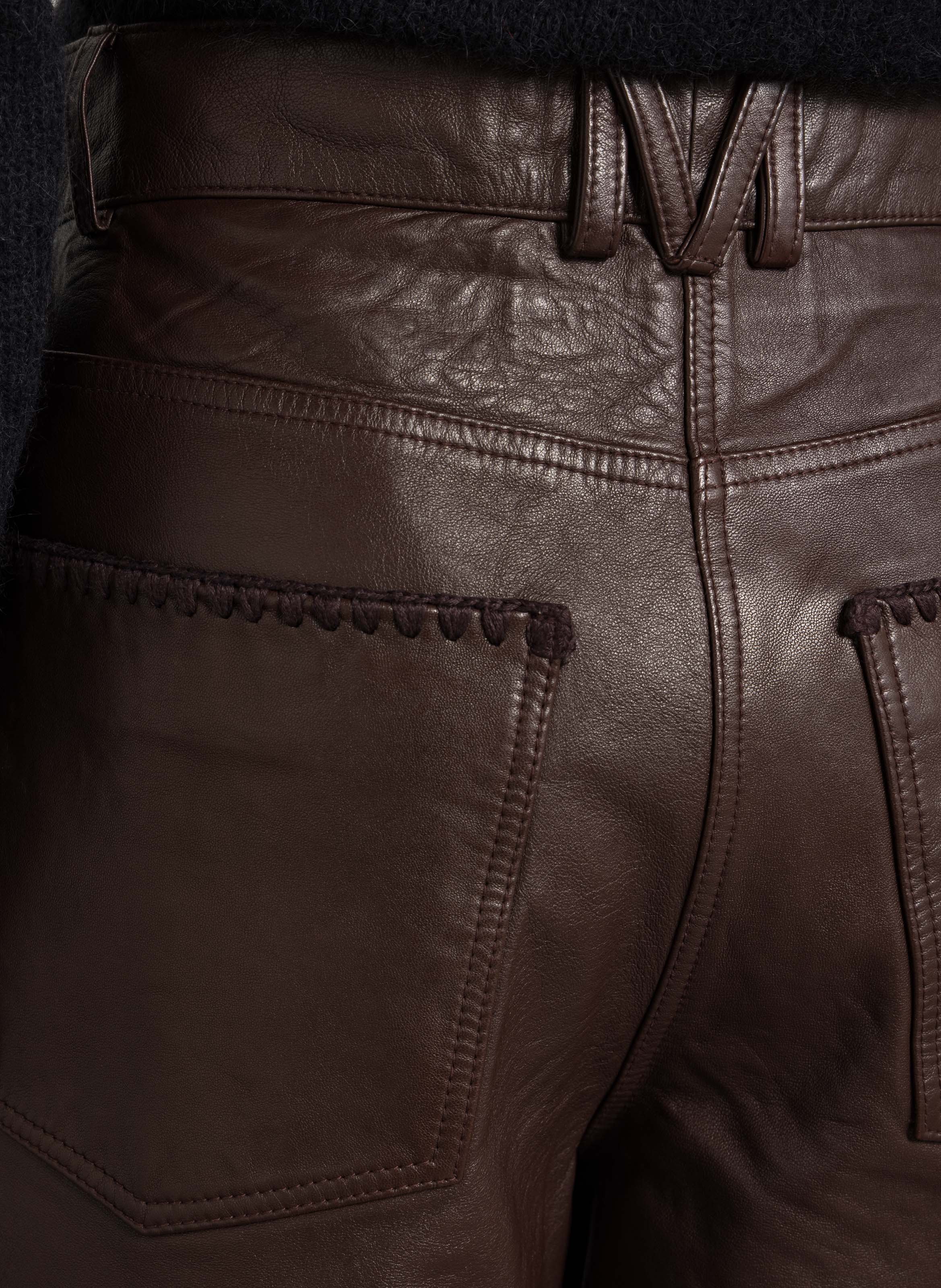 Wide-leg leather pants MOMONI Brown