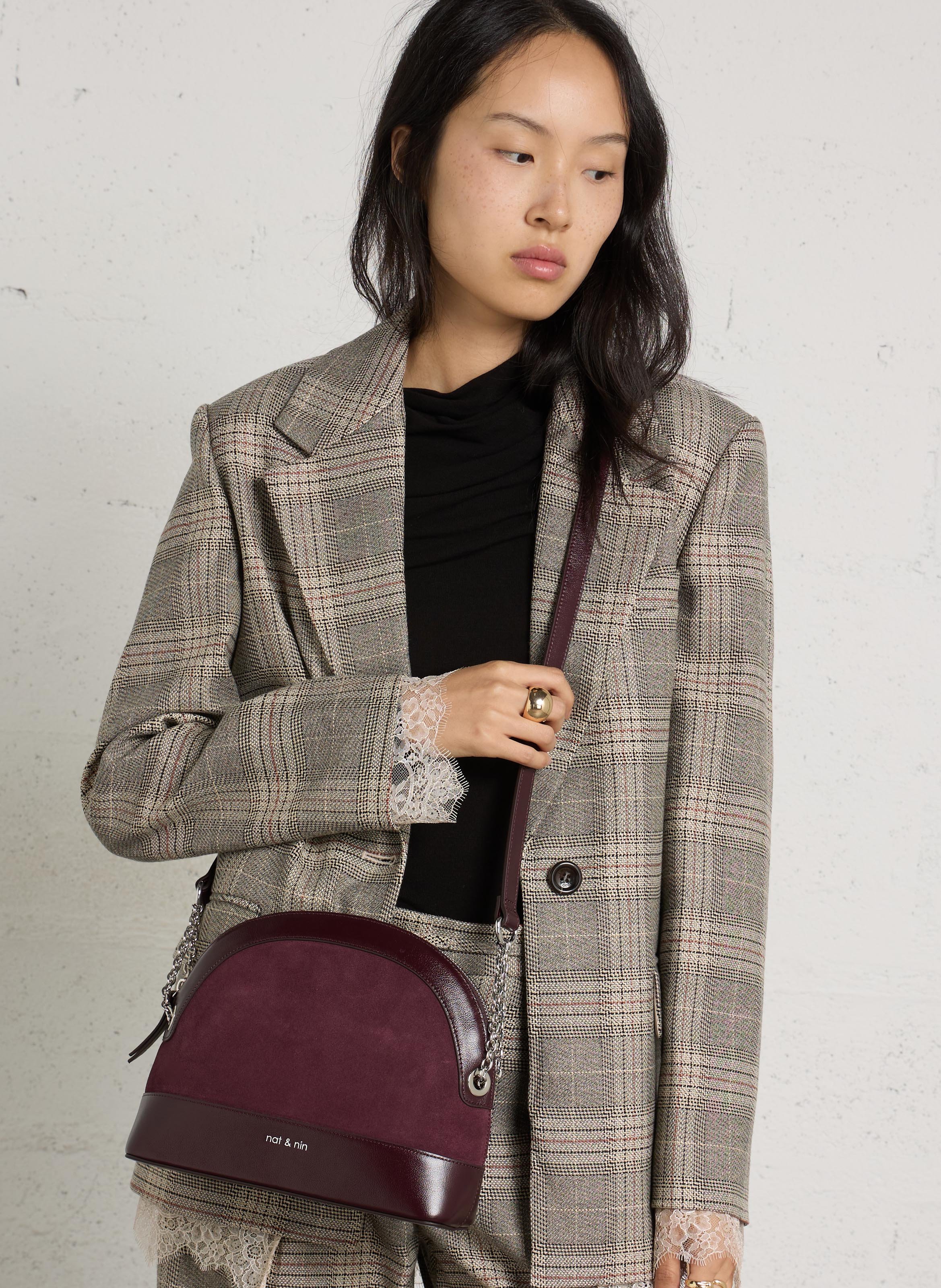 Leren clutch NAT & NIN Violet