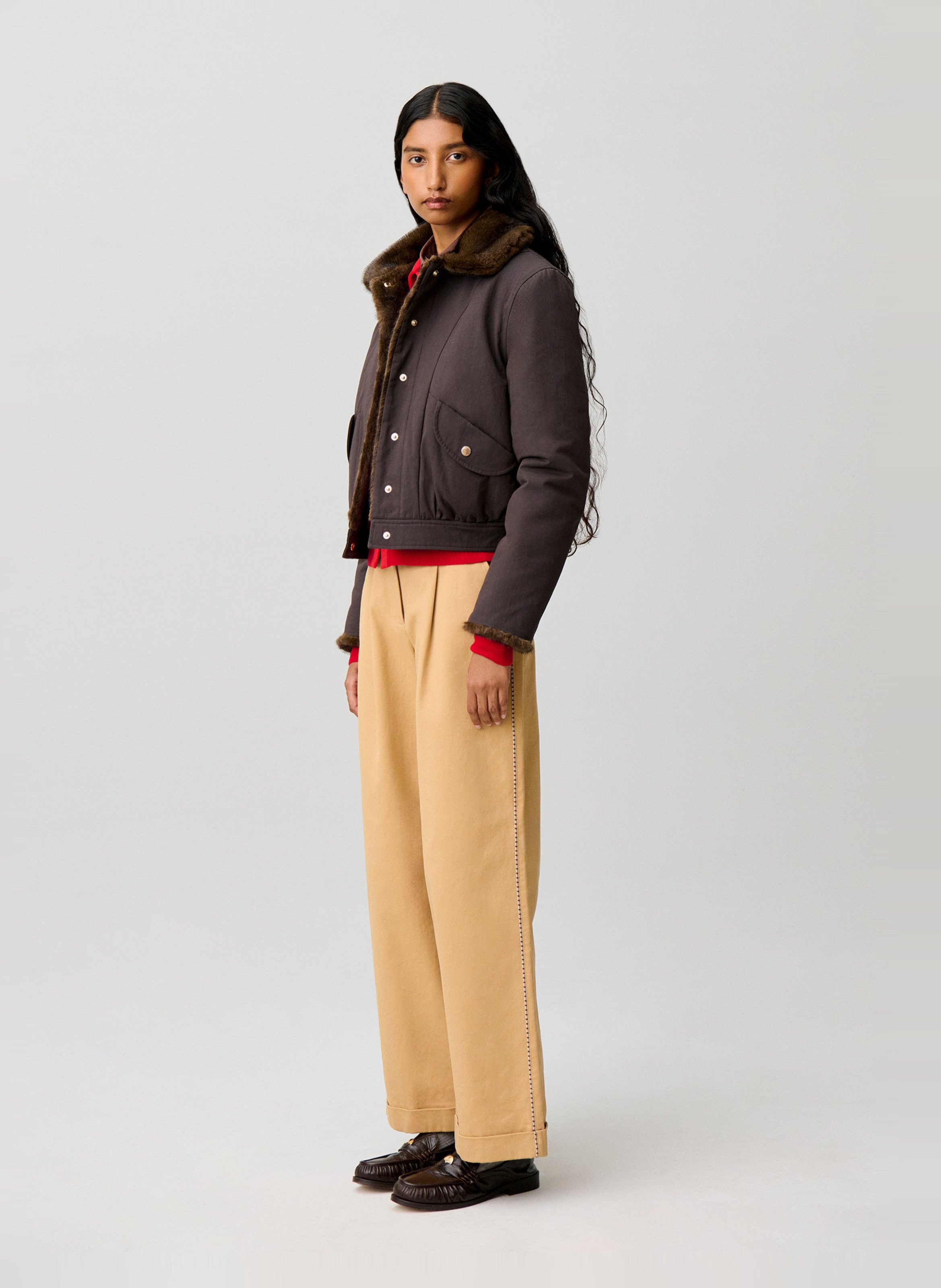 Parka col classique en coton mélangé CLAUDIE PIERLOT Marron