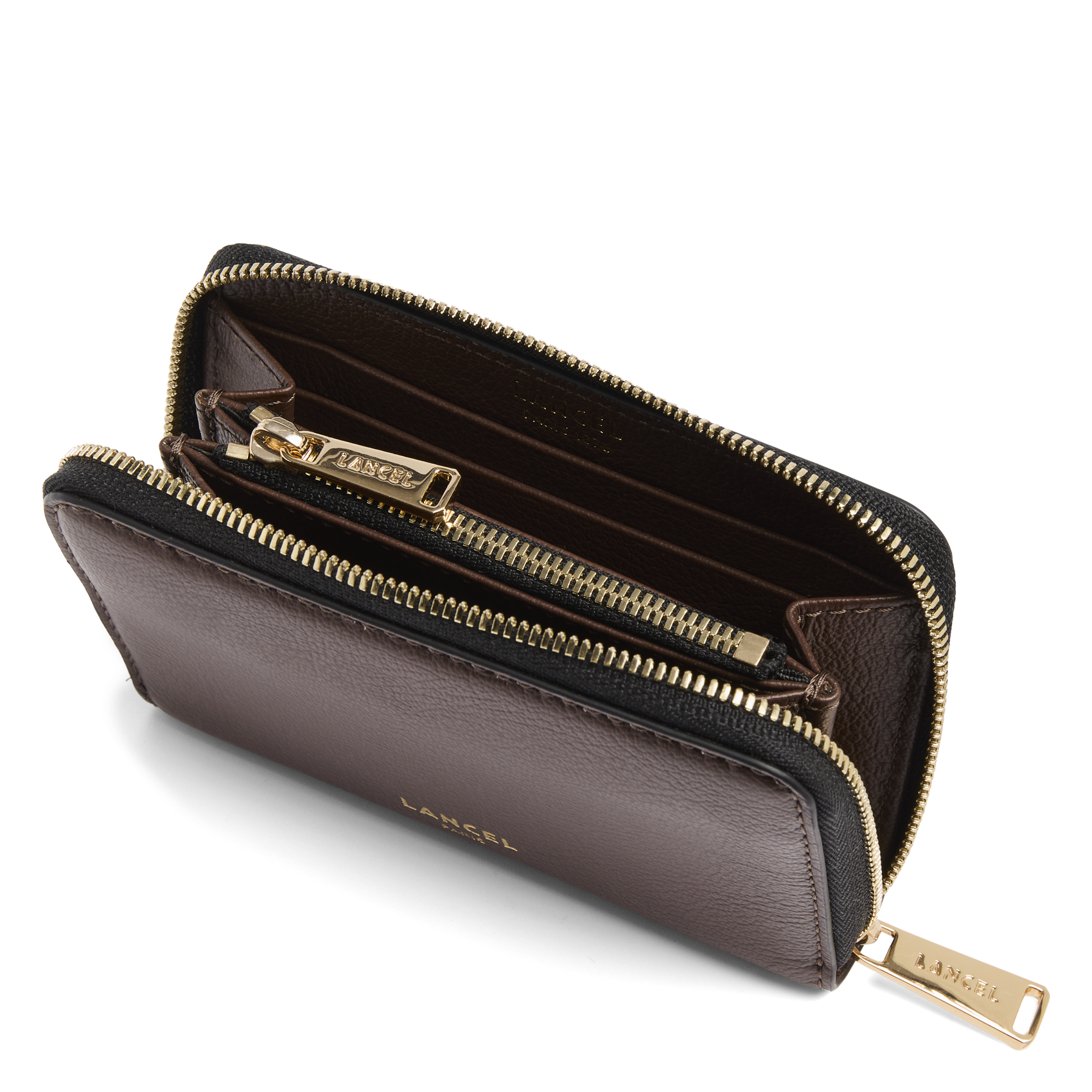 Solid leather zip-around wallet LANCEL Brown