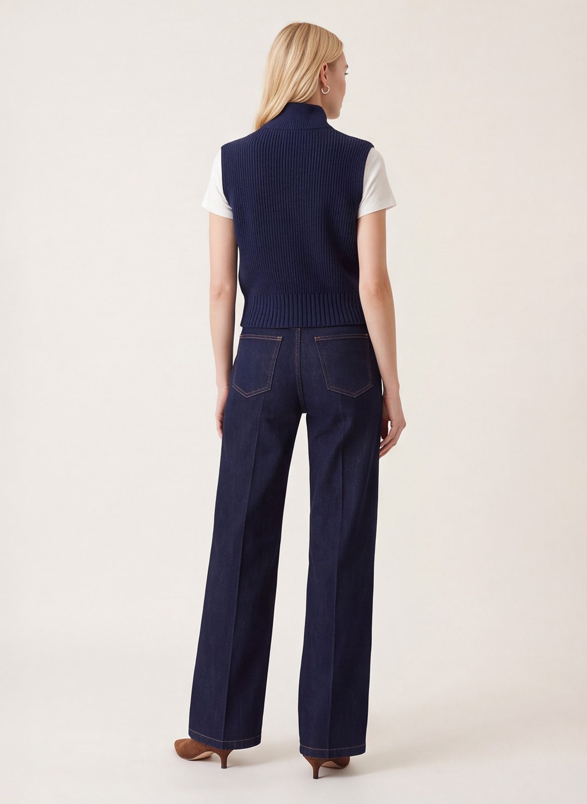 Sleeveless zip-up mock-neck sweater KOOKAI Blue