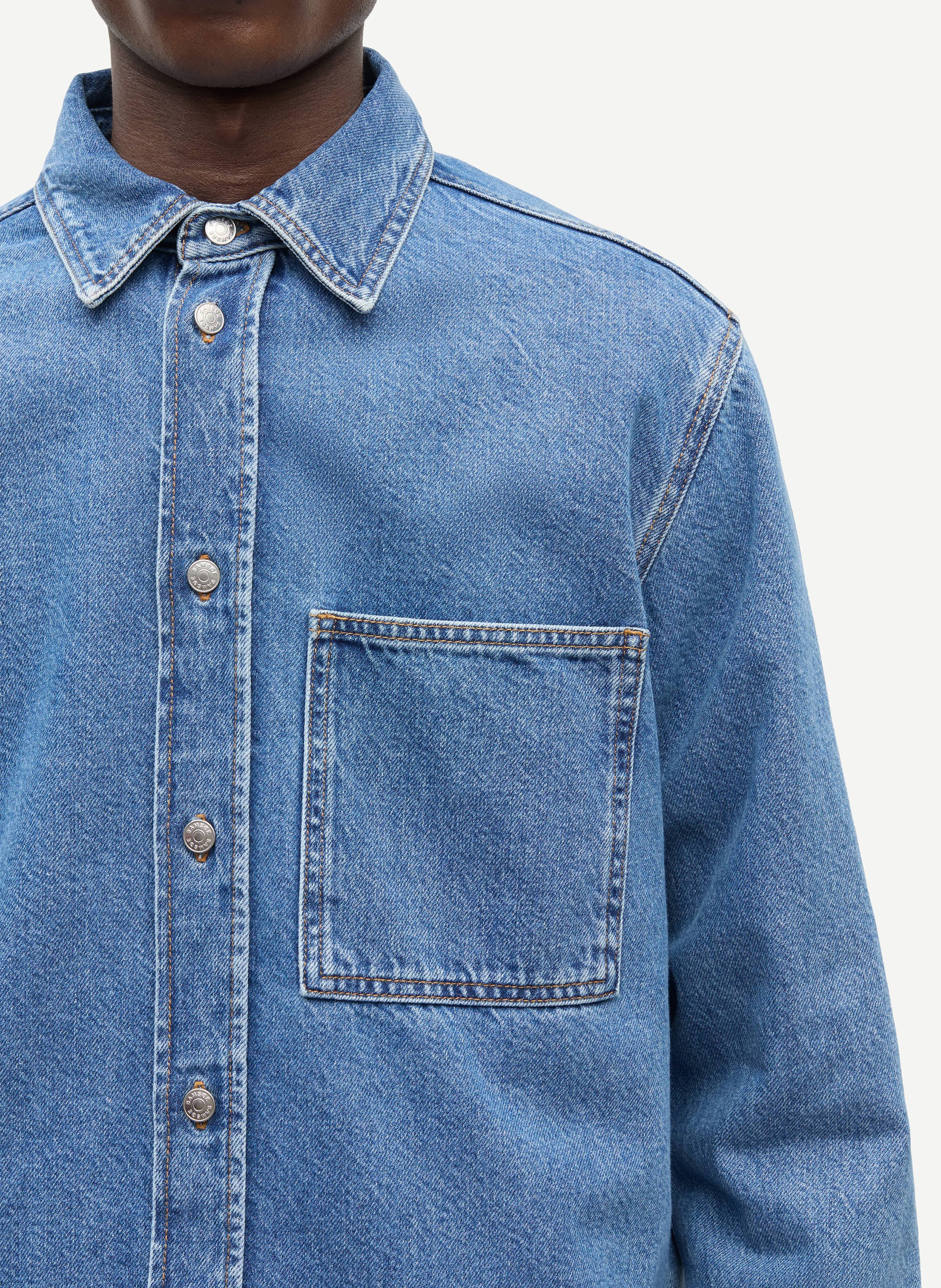 Chemise droite boutonnée en jean SAMSOE SAMSOE Bleu