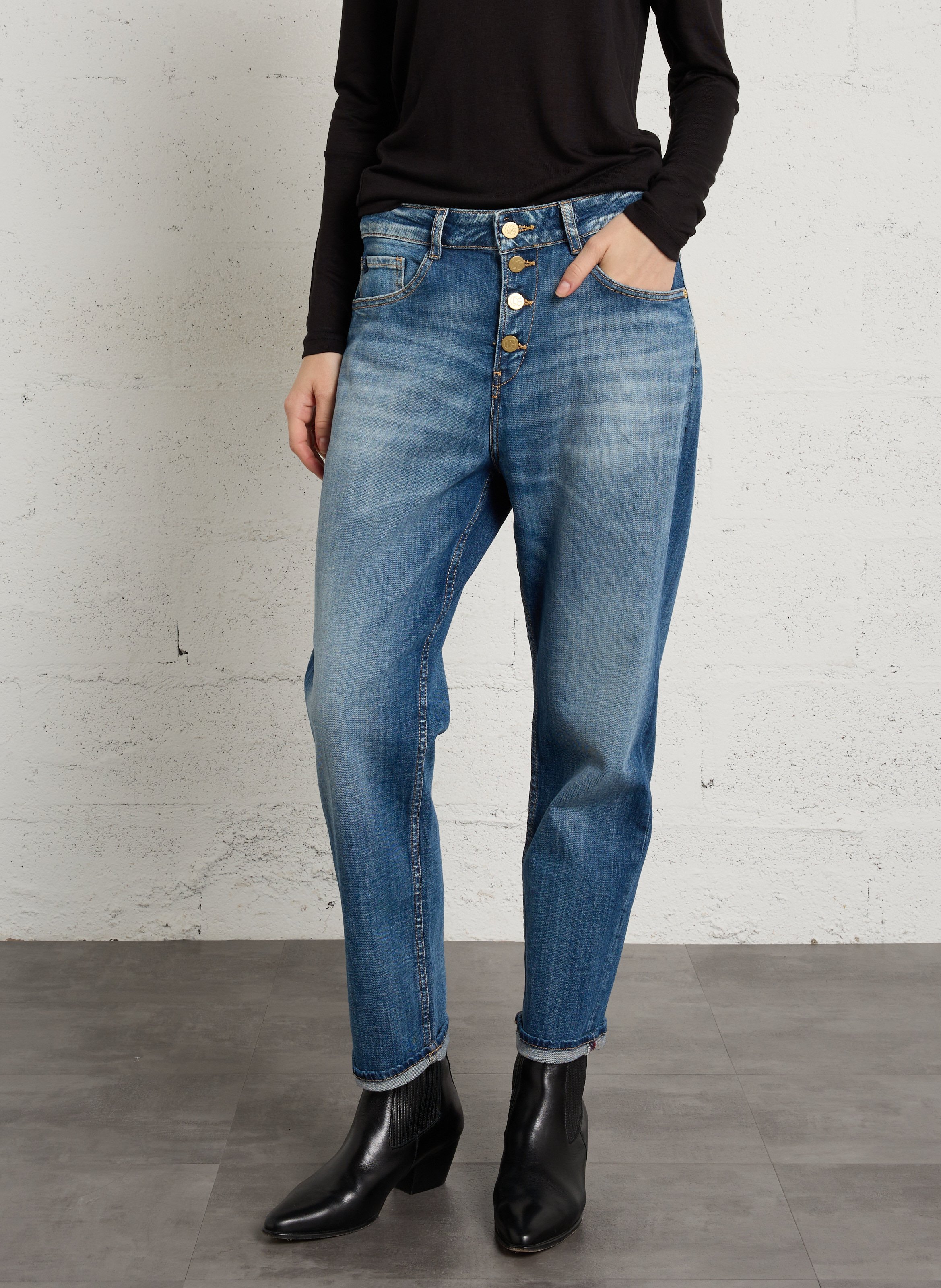 Weite Boyfriend-Jeans, Länge 34 LE TEMPS DES CERISES Blau