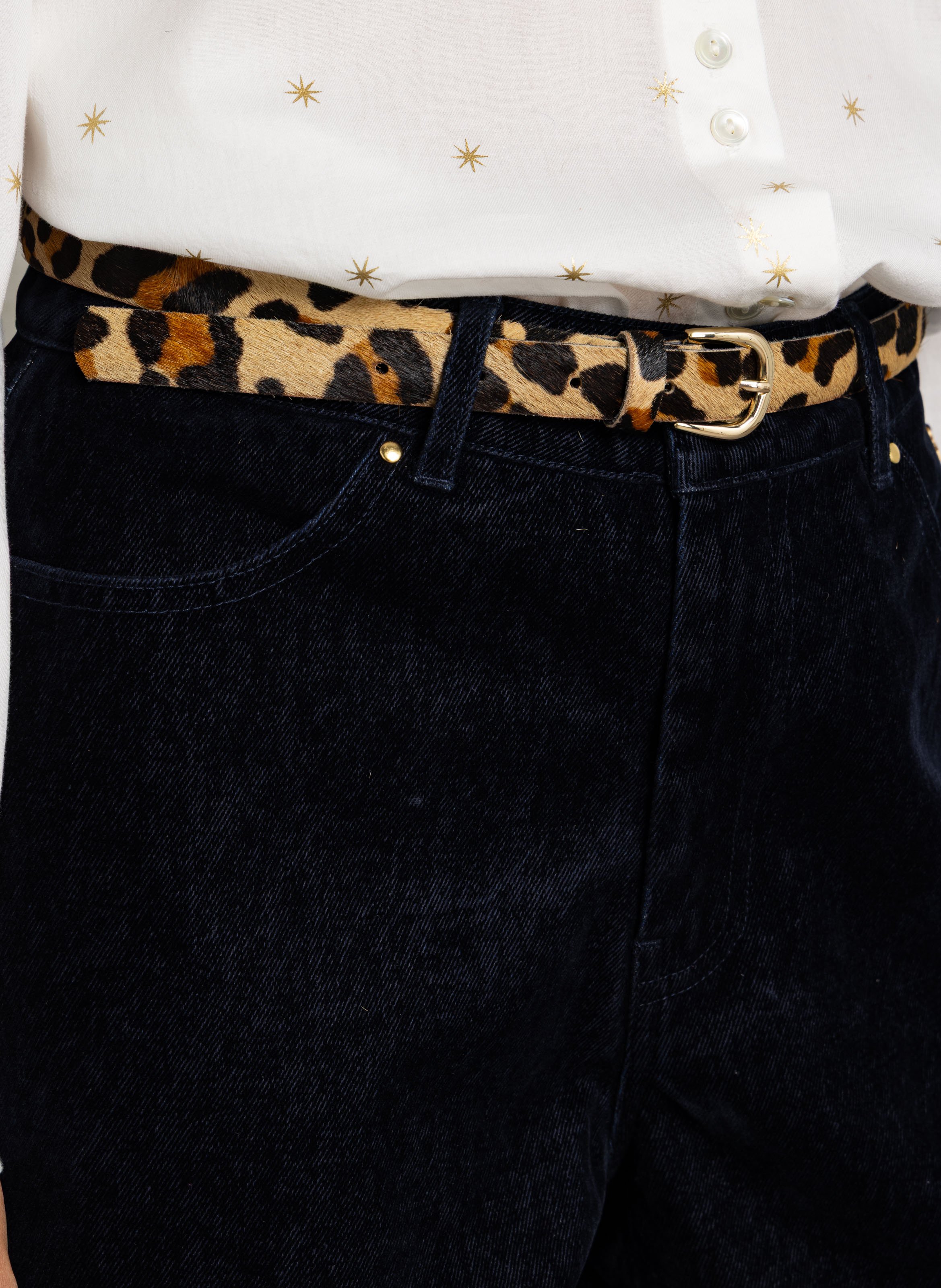 Ledergürtel in Felloptik mit Animal-Print DES PETITS HAUTS Mehrfarbig
