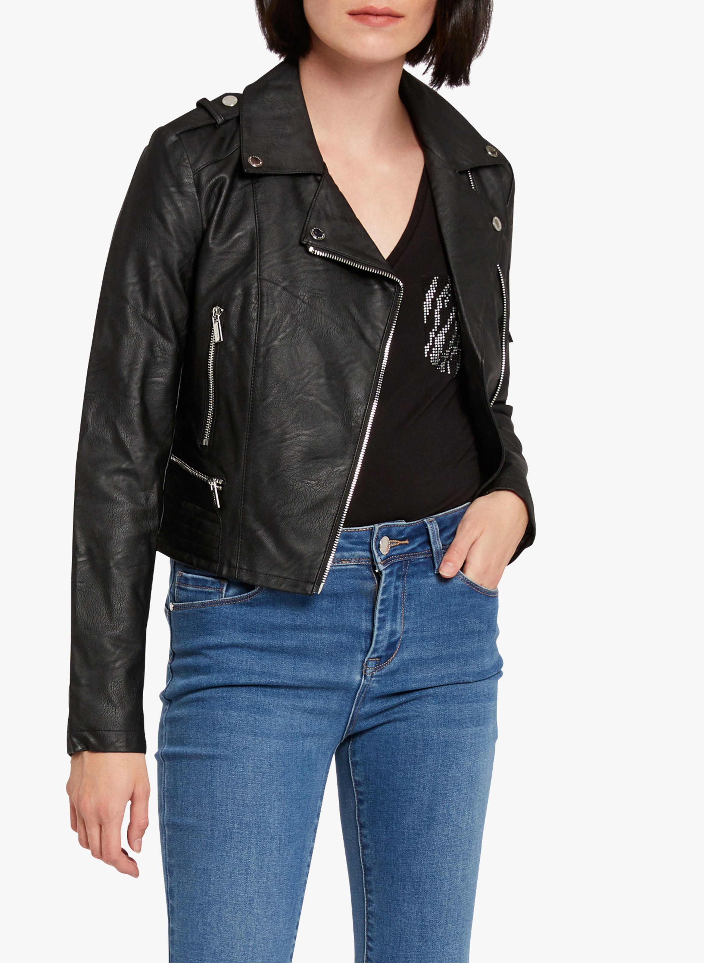 Short faux leather jacket MORGAN Black