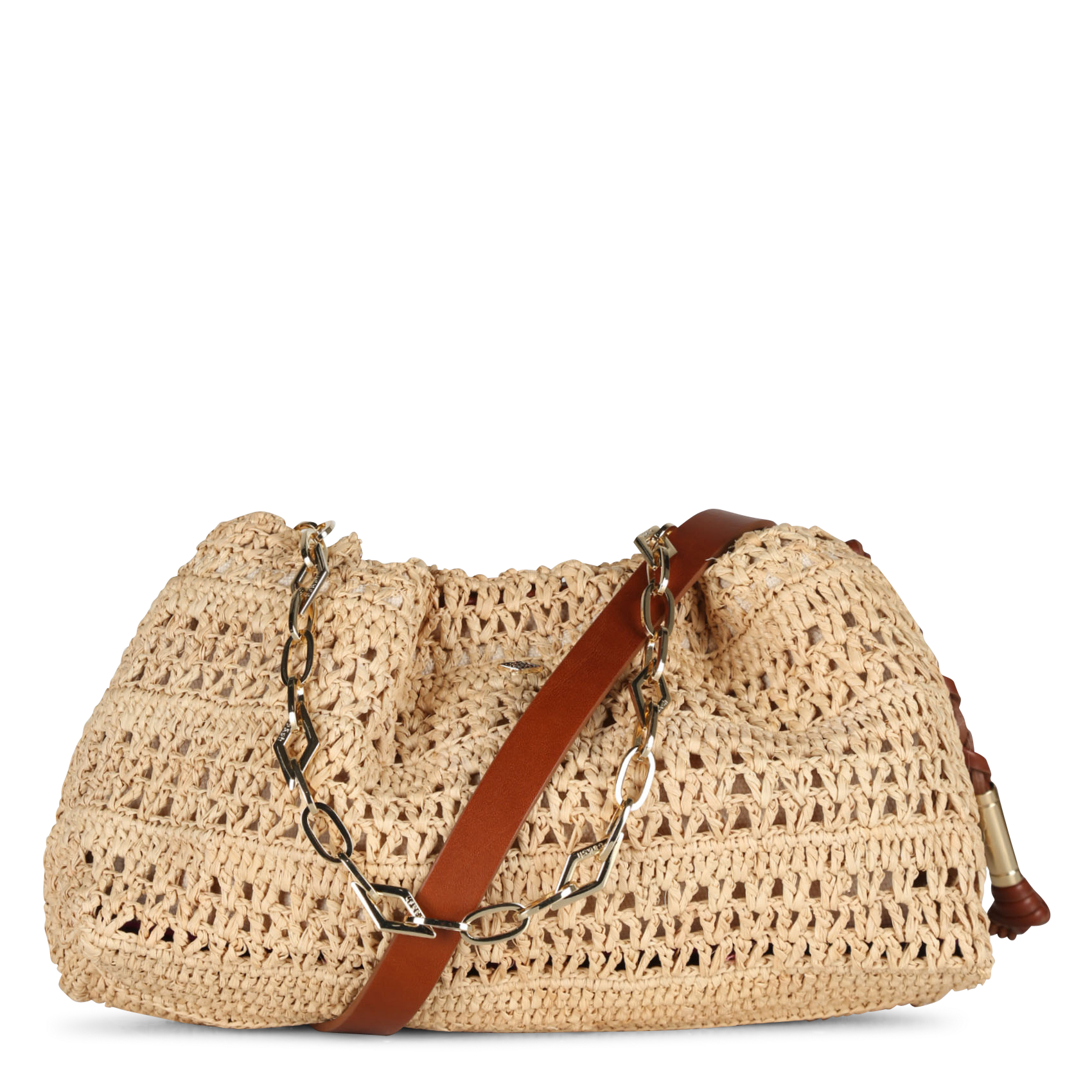 Sac bandoulière en raphia BA&SH Marron