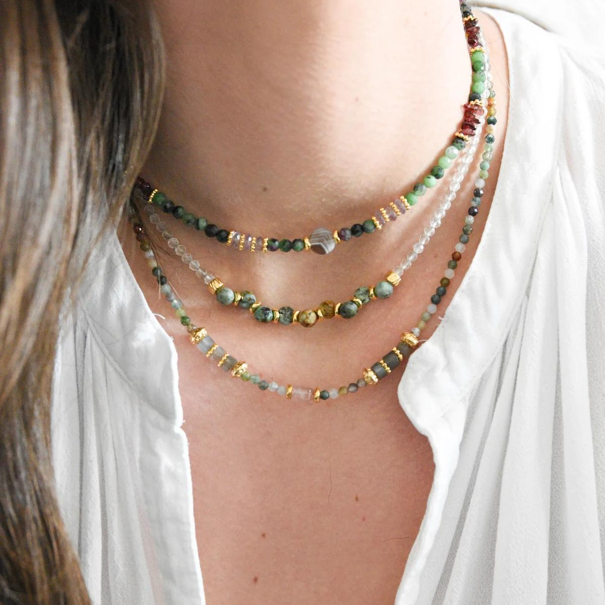 Indian agate necklace GINANDGER Multicolored