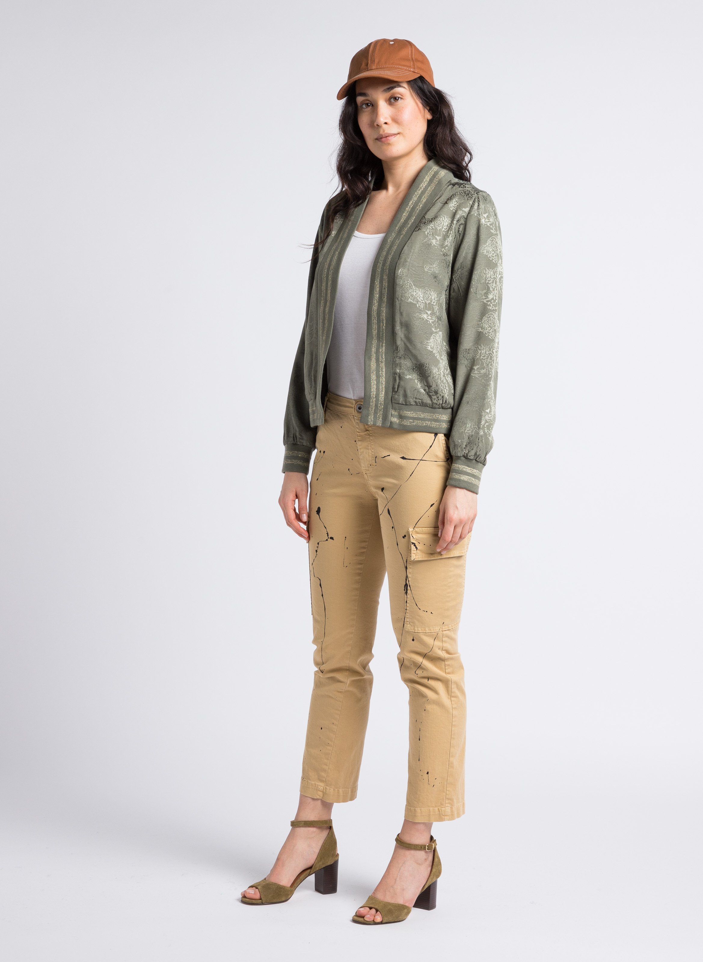 Cotton-blend cargo-style pants PLEASE Beige