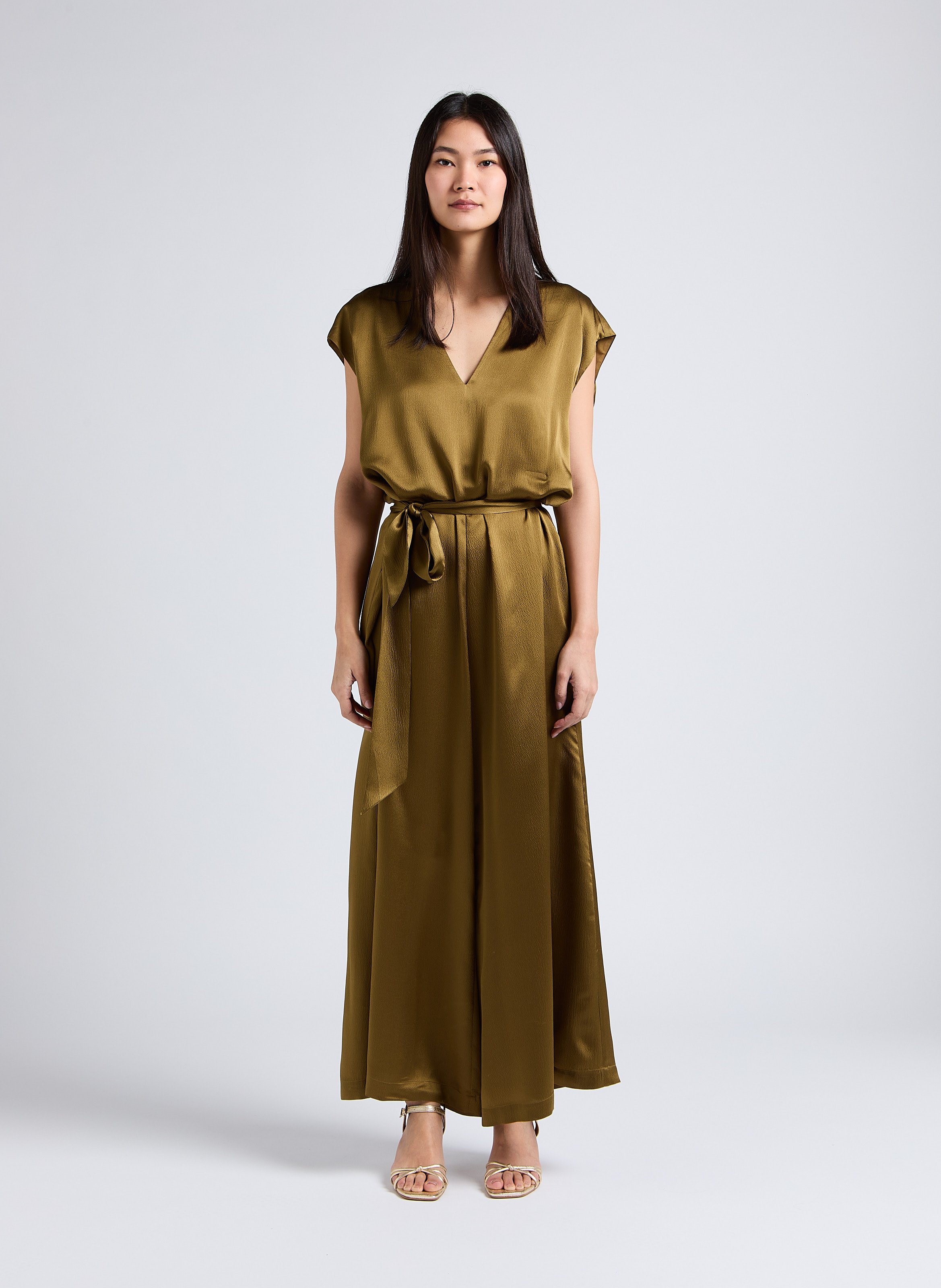 Zijden jumpsuit met wijde broek KARMA KOMA Bruin