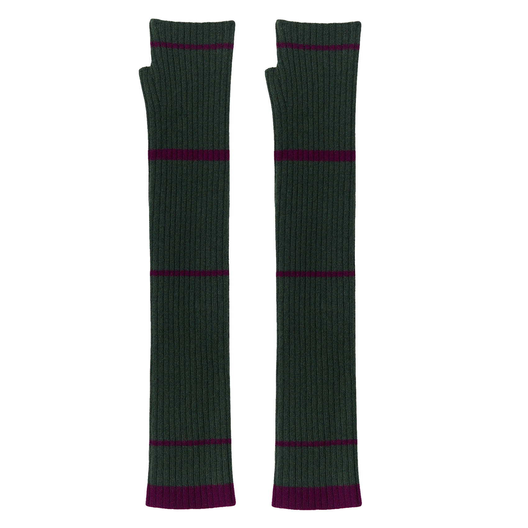 Mitaines rayées en cachemire KOON Kaki