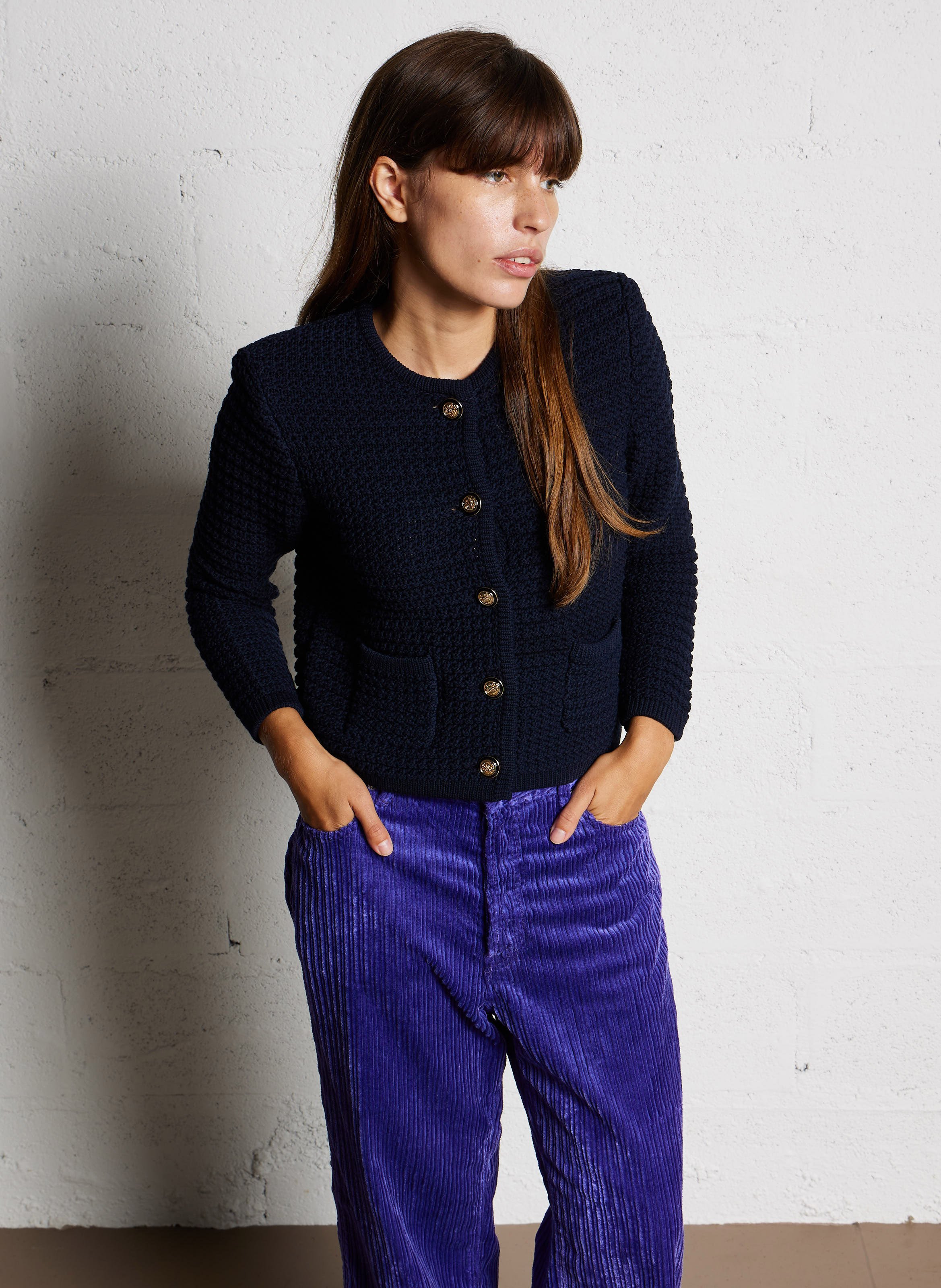 Recht vest met ronde hals | katoenblend BA&SH Blauw