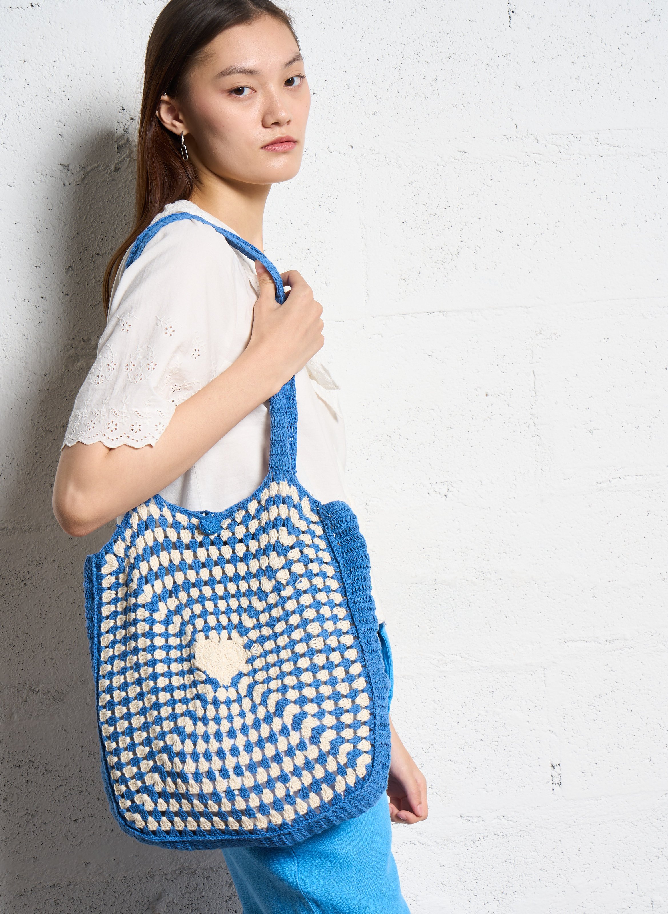 Cotton shoulder bag EMILE ET IDA Blue