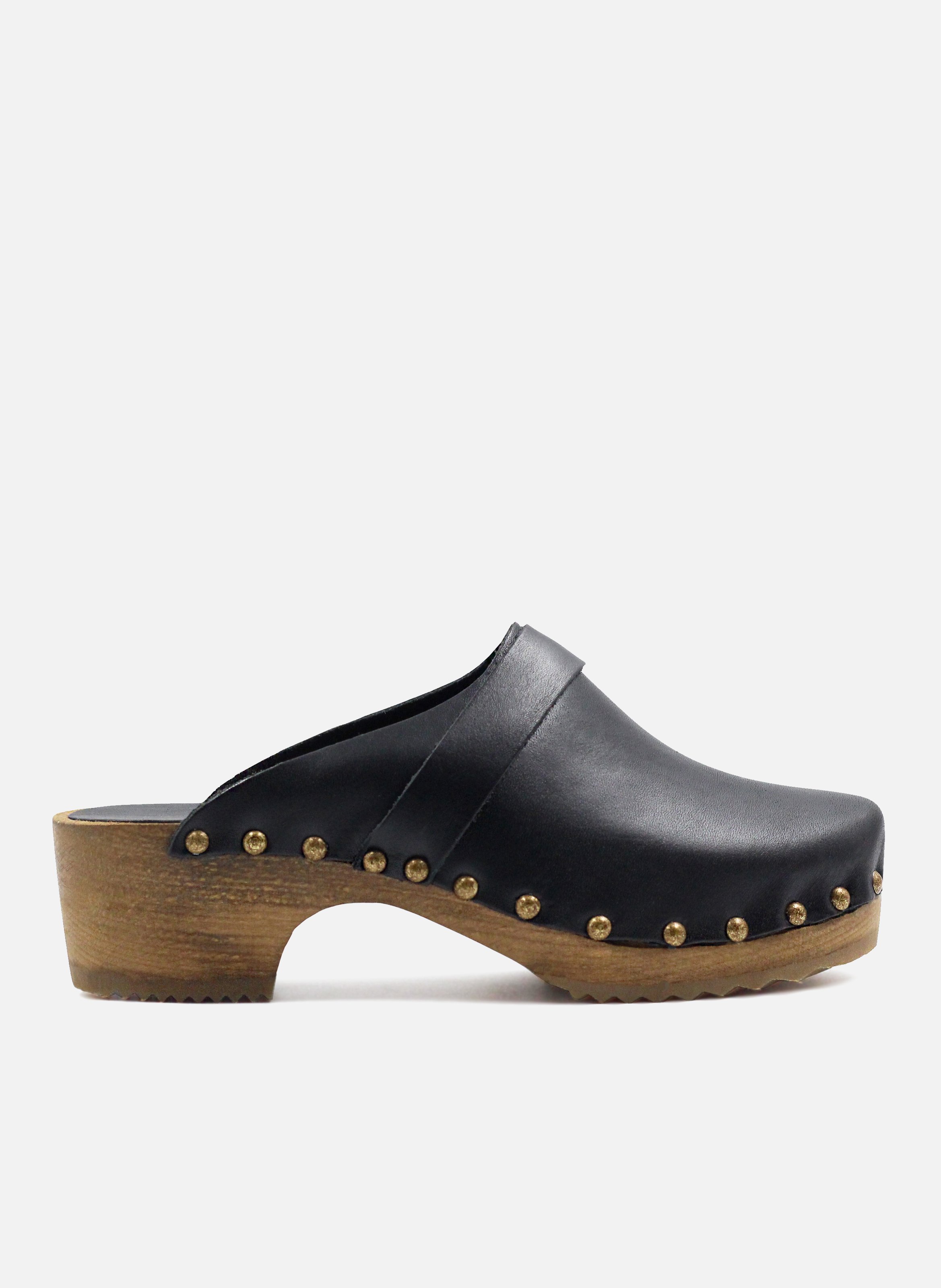 Leather wooden-heel clogs JULES & JENN Black