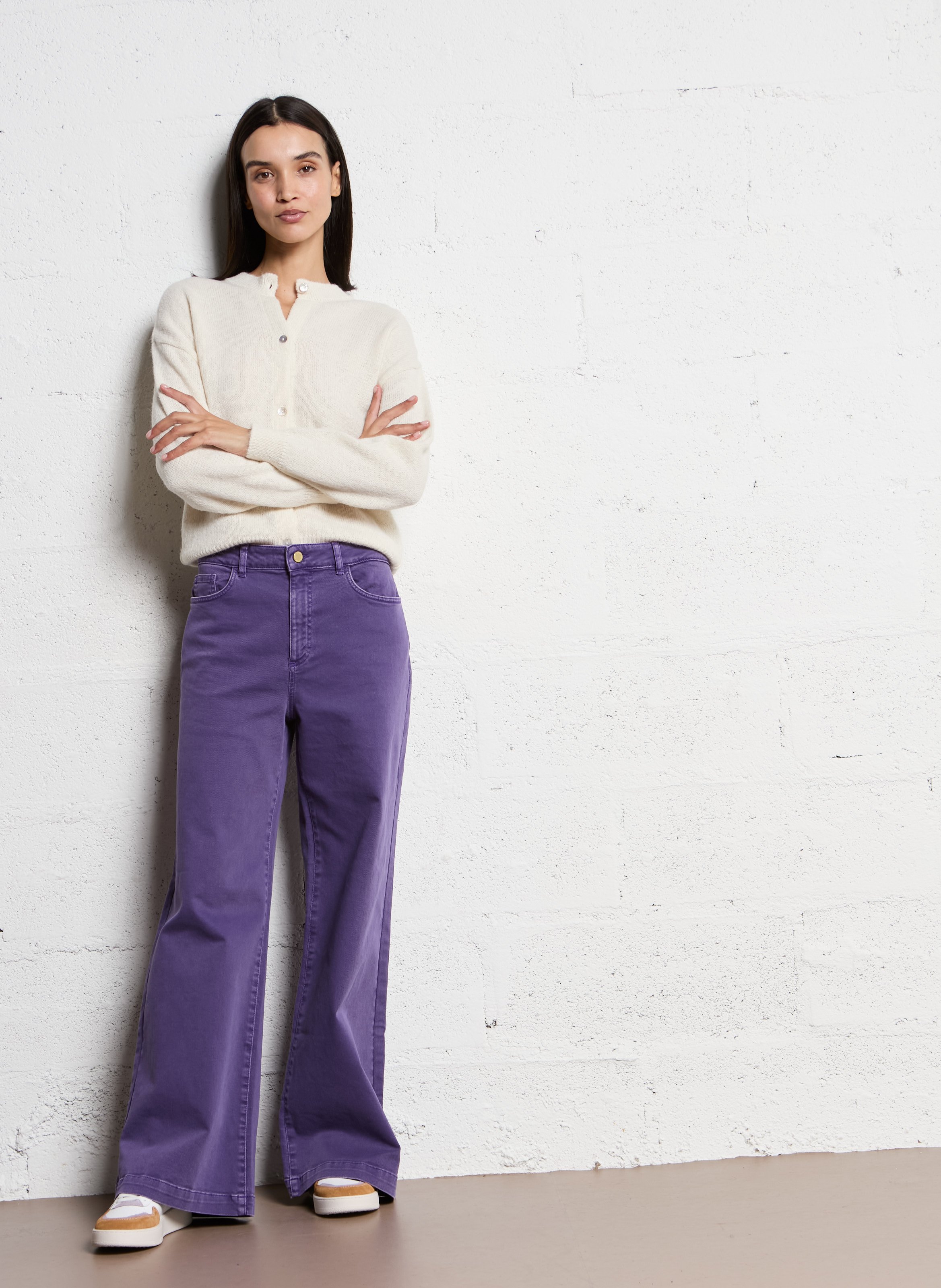 Baskets basses en cuir mélangé I CODE Violet