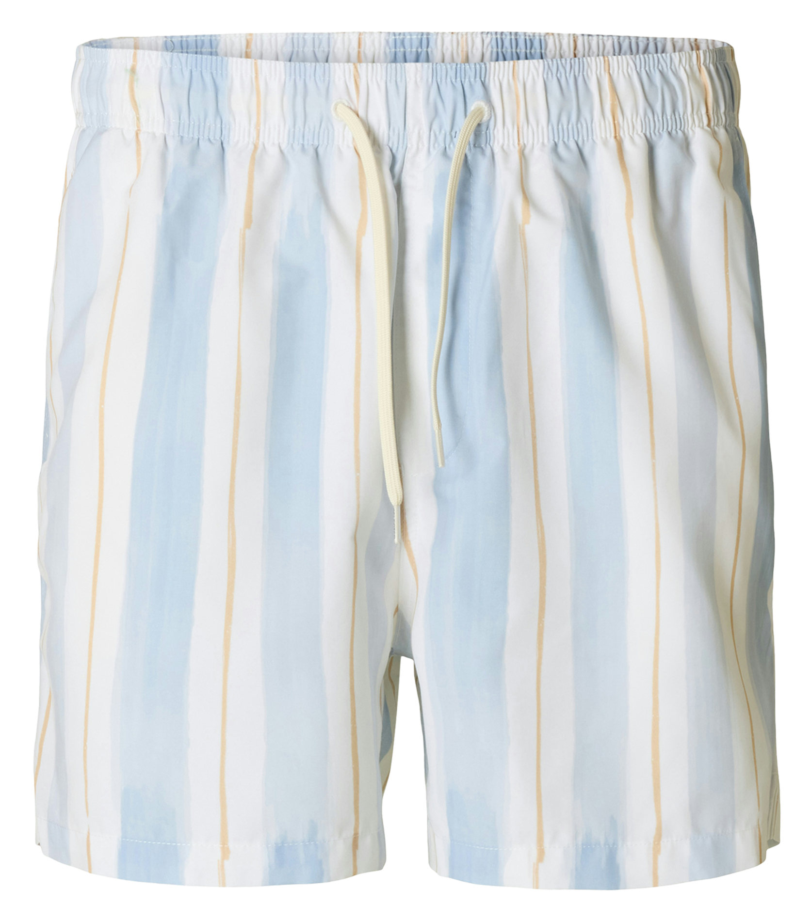 Short de bain en fibres recyclées rayé SELECTED Beige