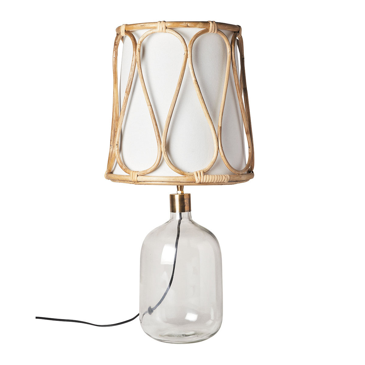 Suzanne glass table lamp base in transparent glass BLANC D'IVOIRE Sheer