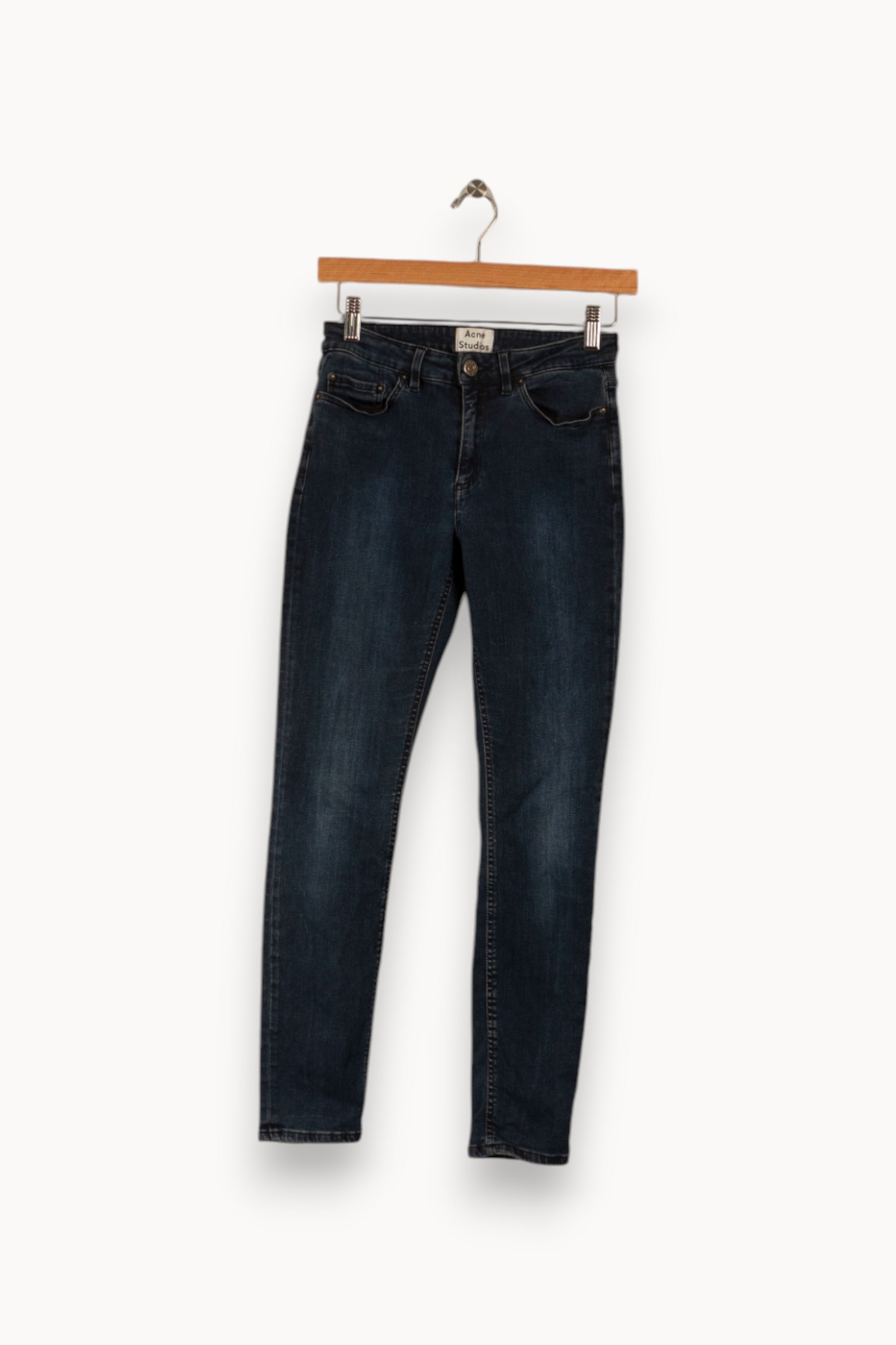 Cropped slim jeans with studs ACNE STUDIOS - Seconde Main Blue