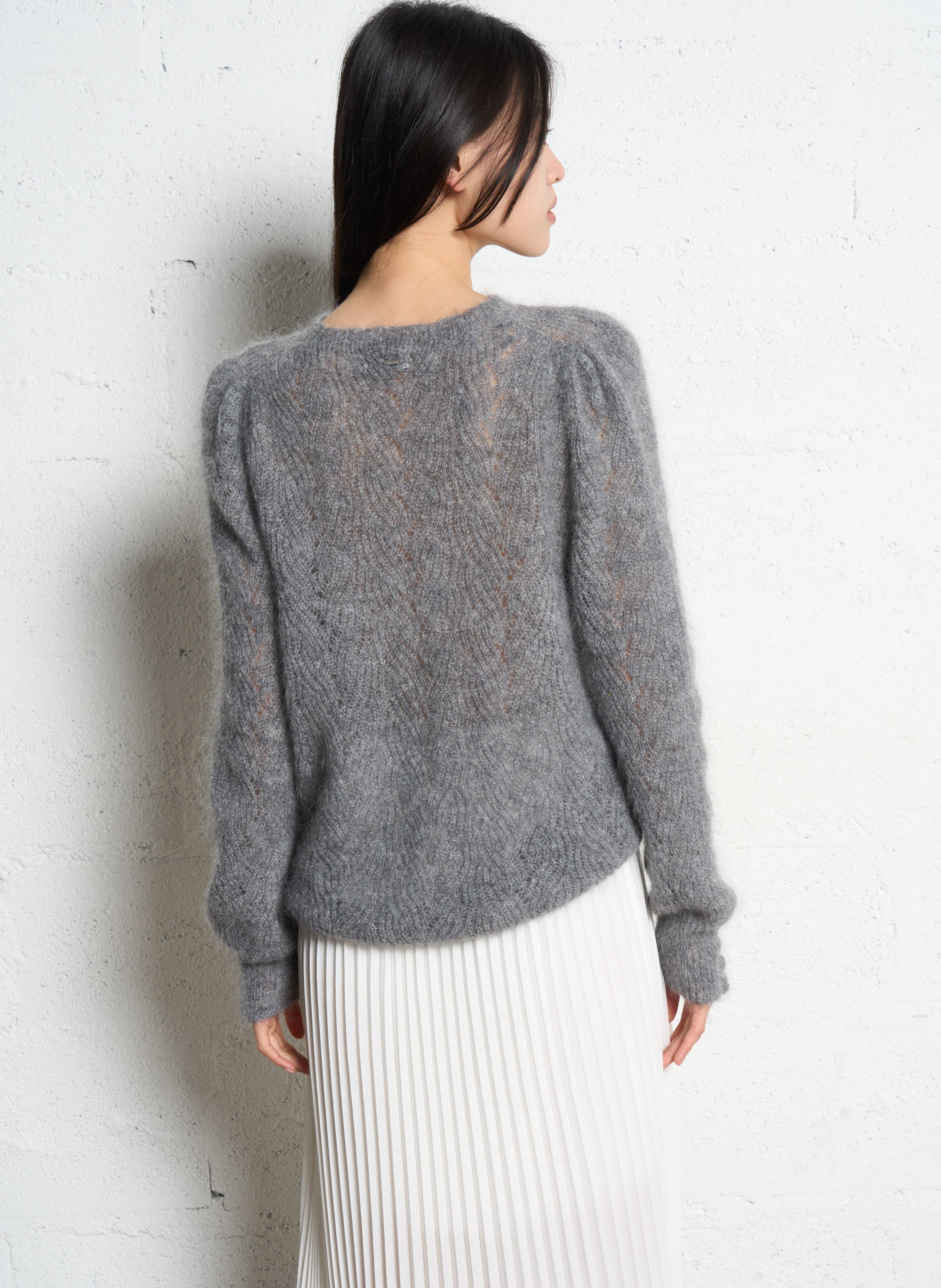 Pull droit en mohair mélangé IKKS Gris