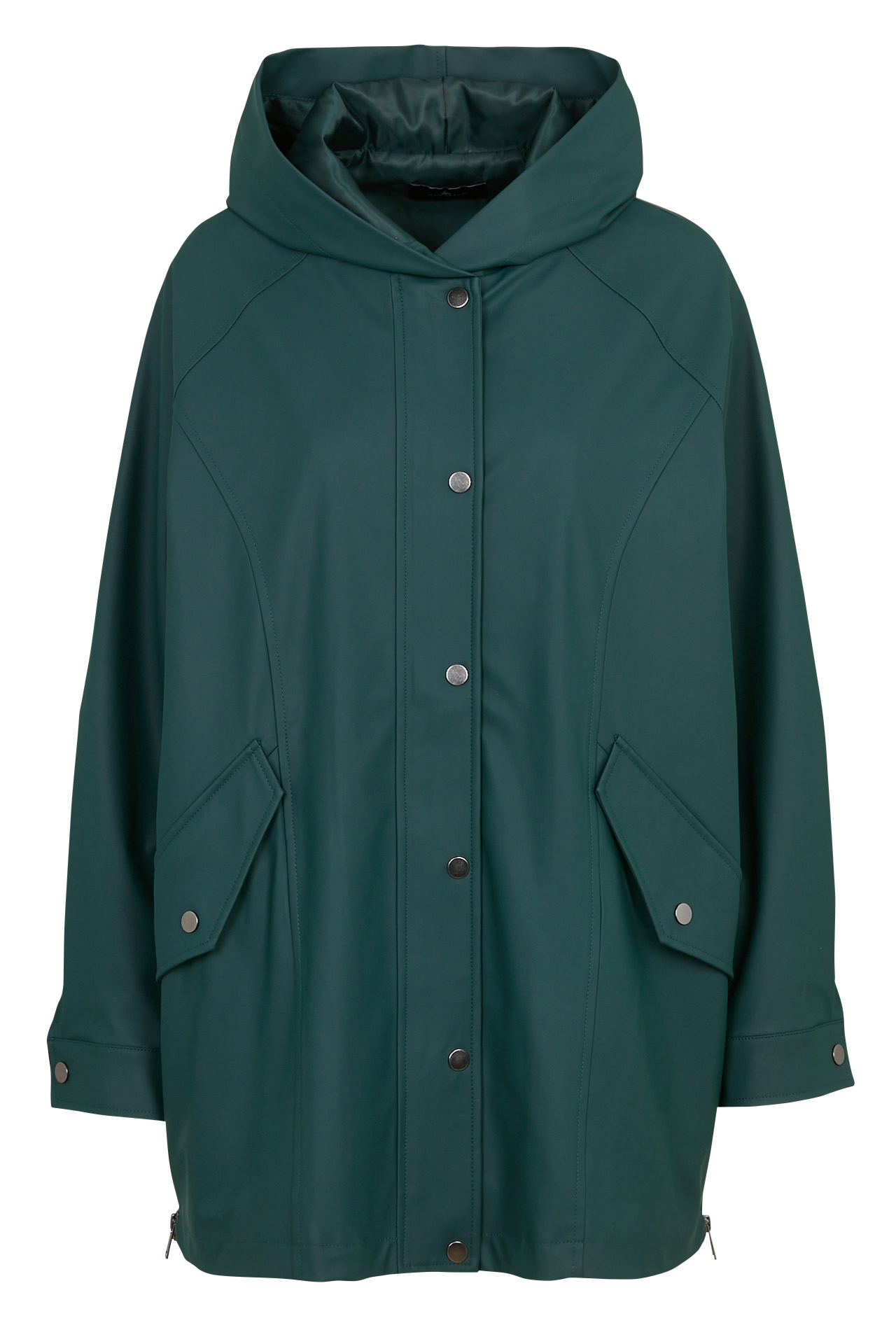 Waxed straight parka with hood ONE STEP Green