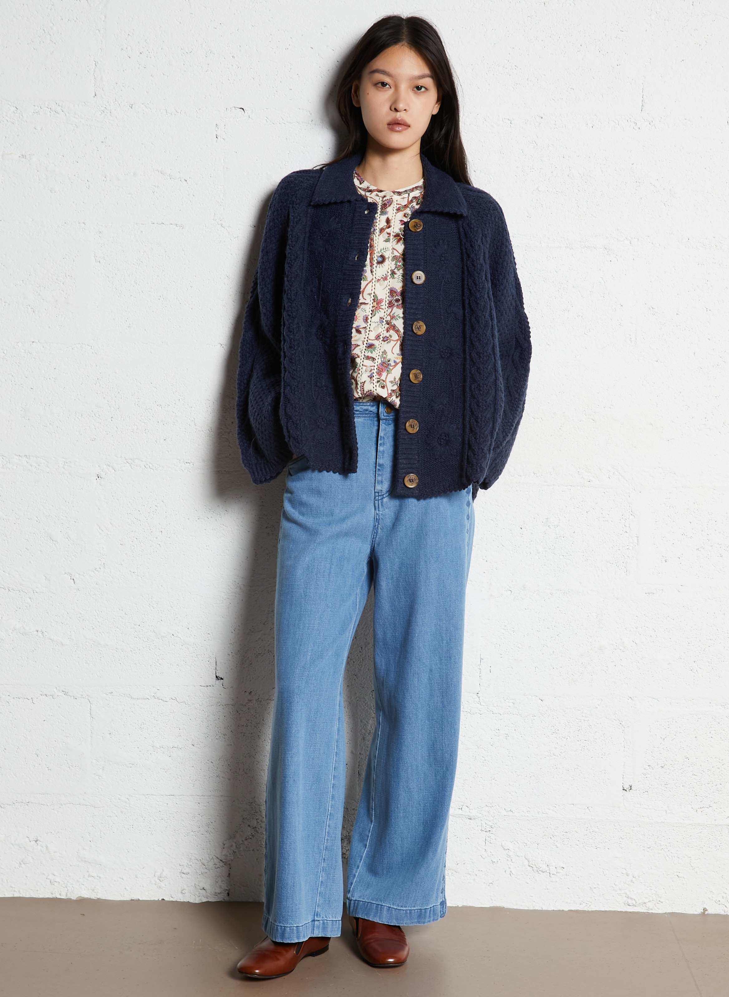 Gilet droit en maille LOUISE MISHA Bleu