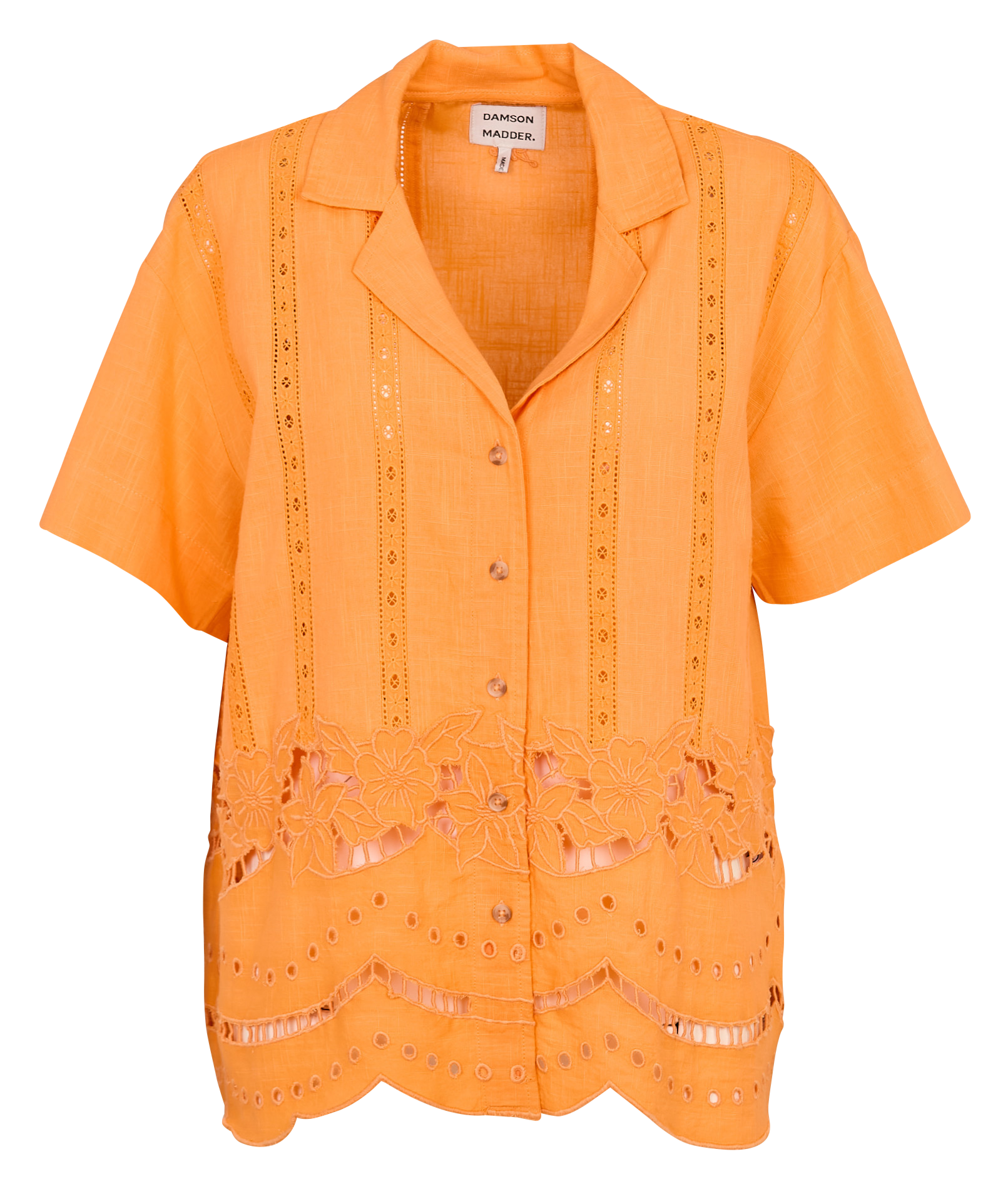 Straight organic cotton shirt DAMSON MADDER Orange