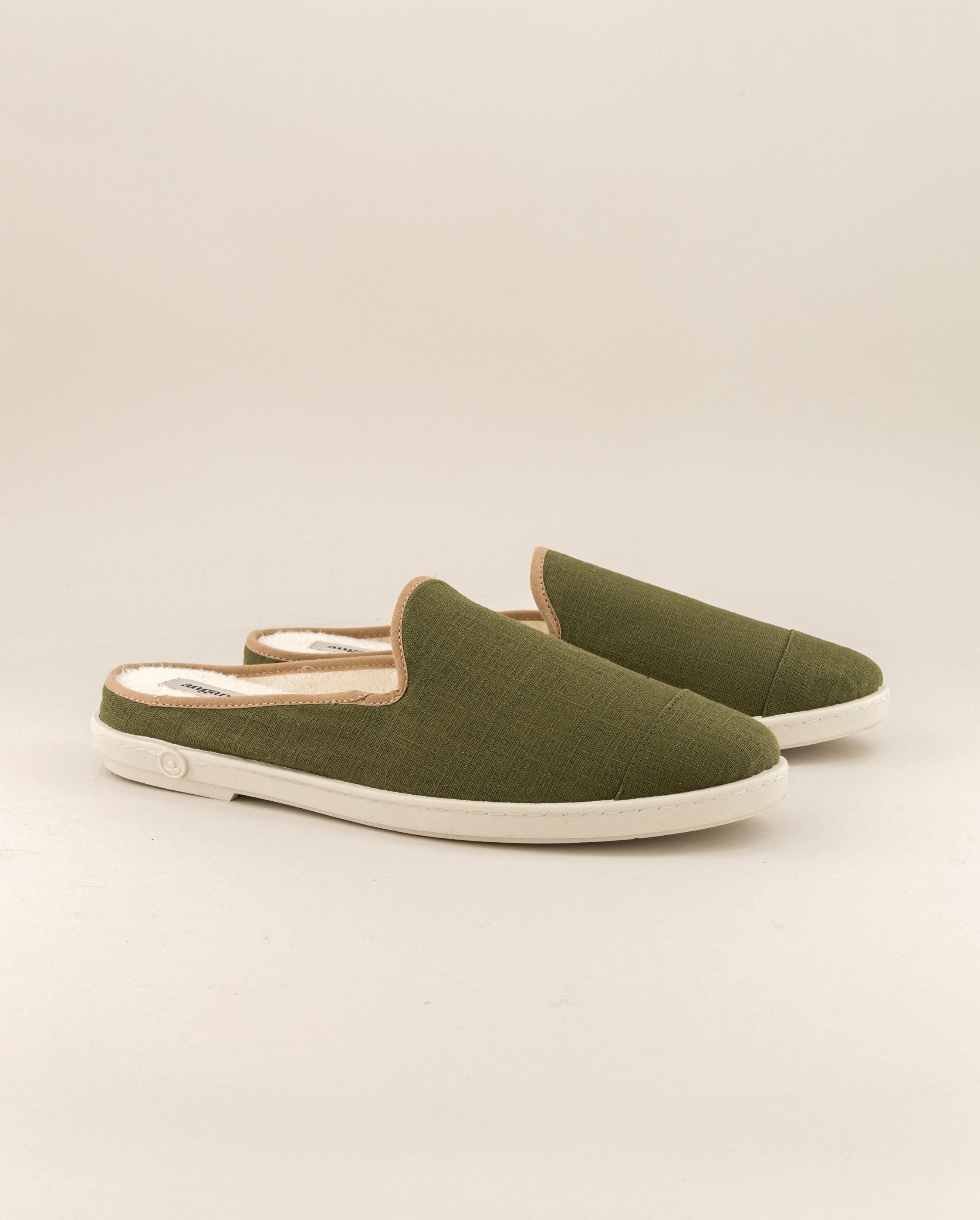 Men's linen mule, khaki taupe ANGARDE Green