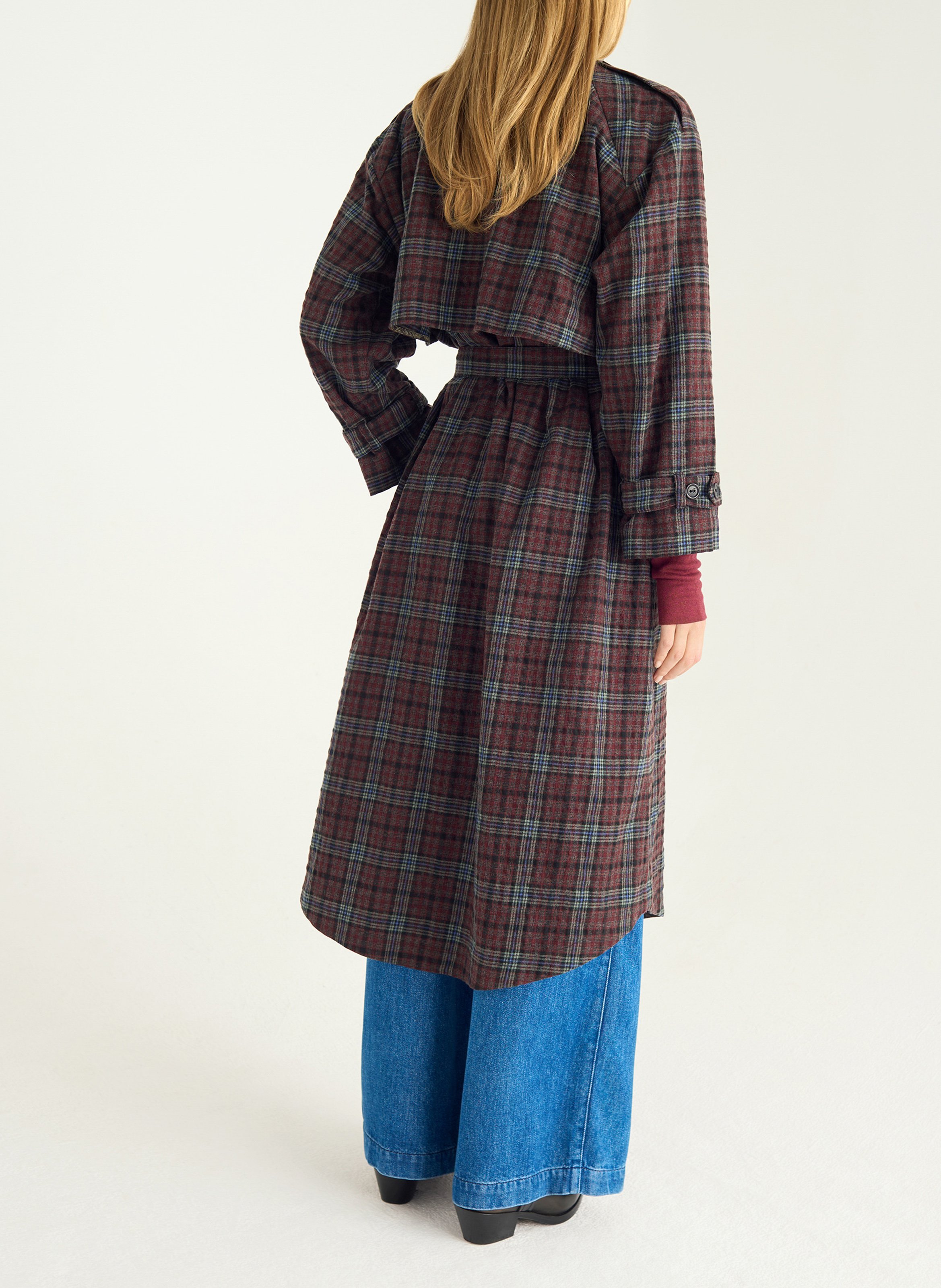 Manteau oversize col tailleur en coton mélangé COTELAC Rouge