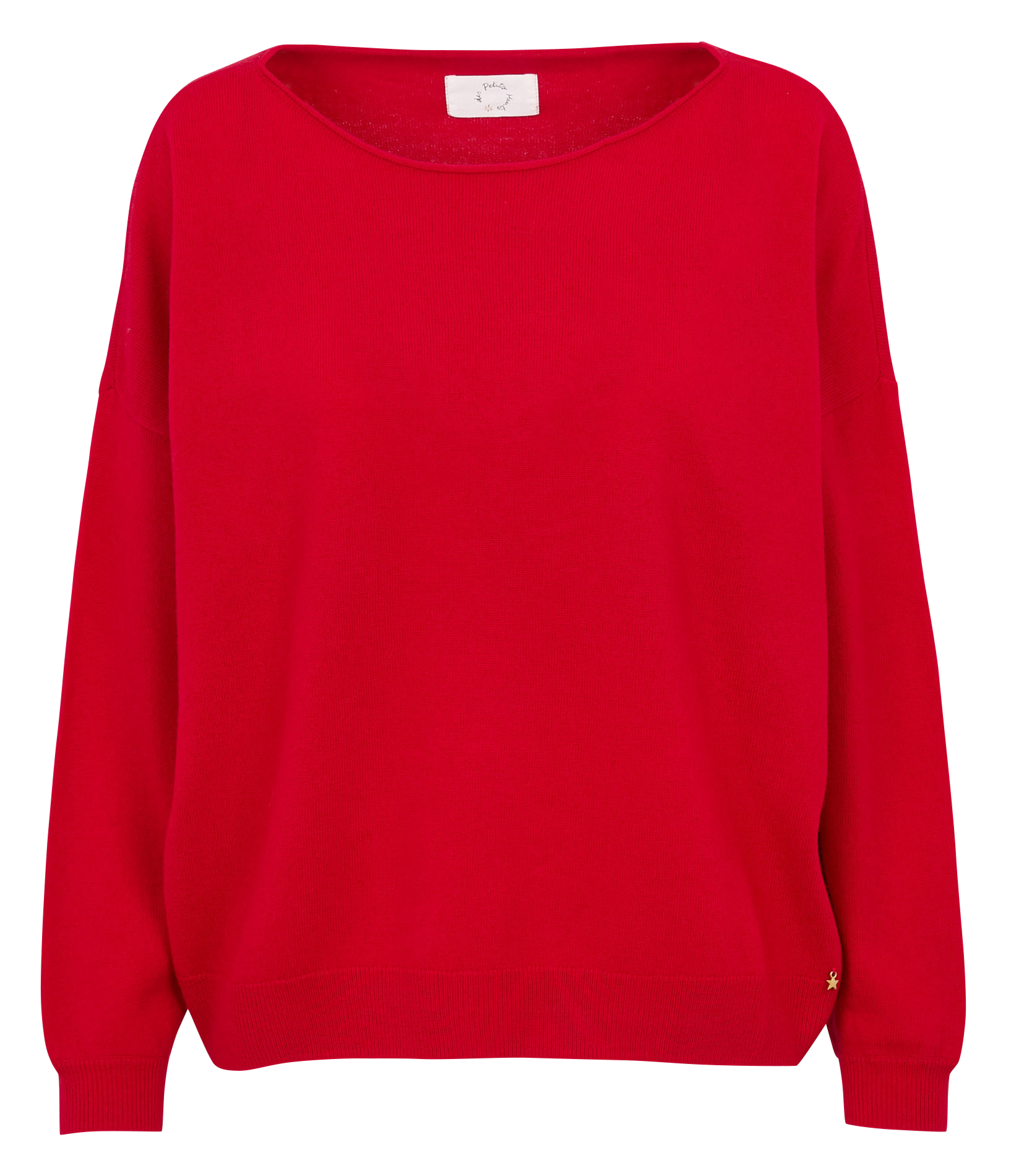 Pull col bateau roulotté uni en laine DES PETITS HAUTS Rouge