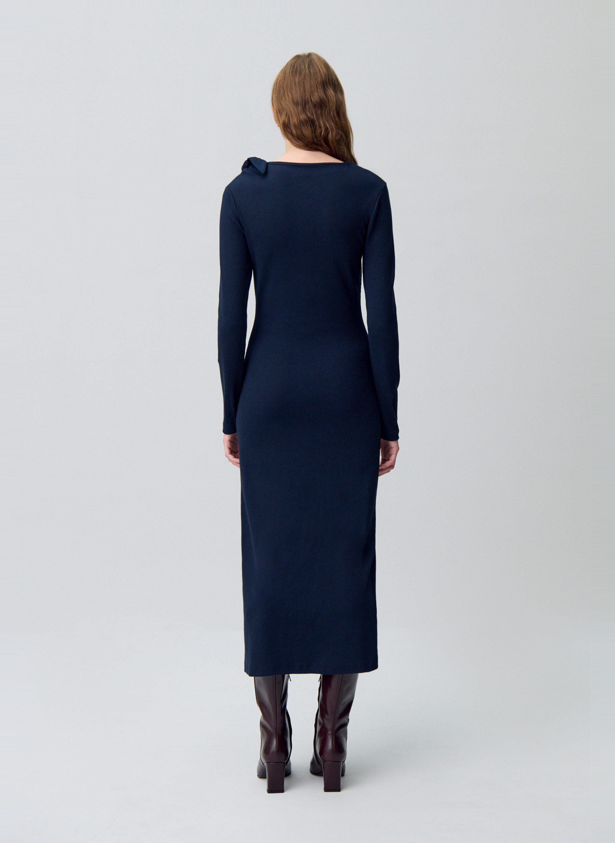 Robe midi col rond en coton mélangé CLAUDIE PIERLOT Bleu