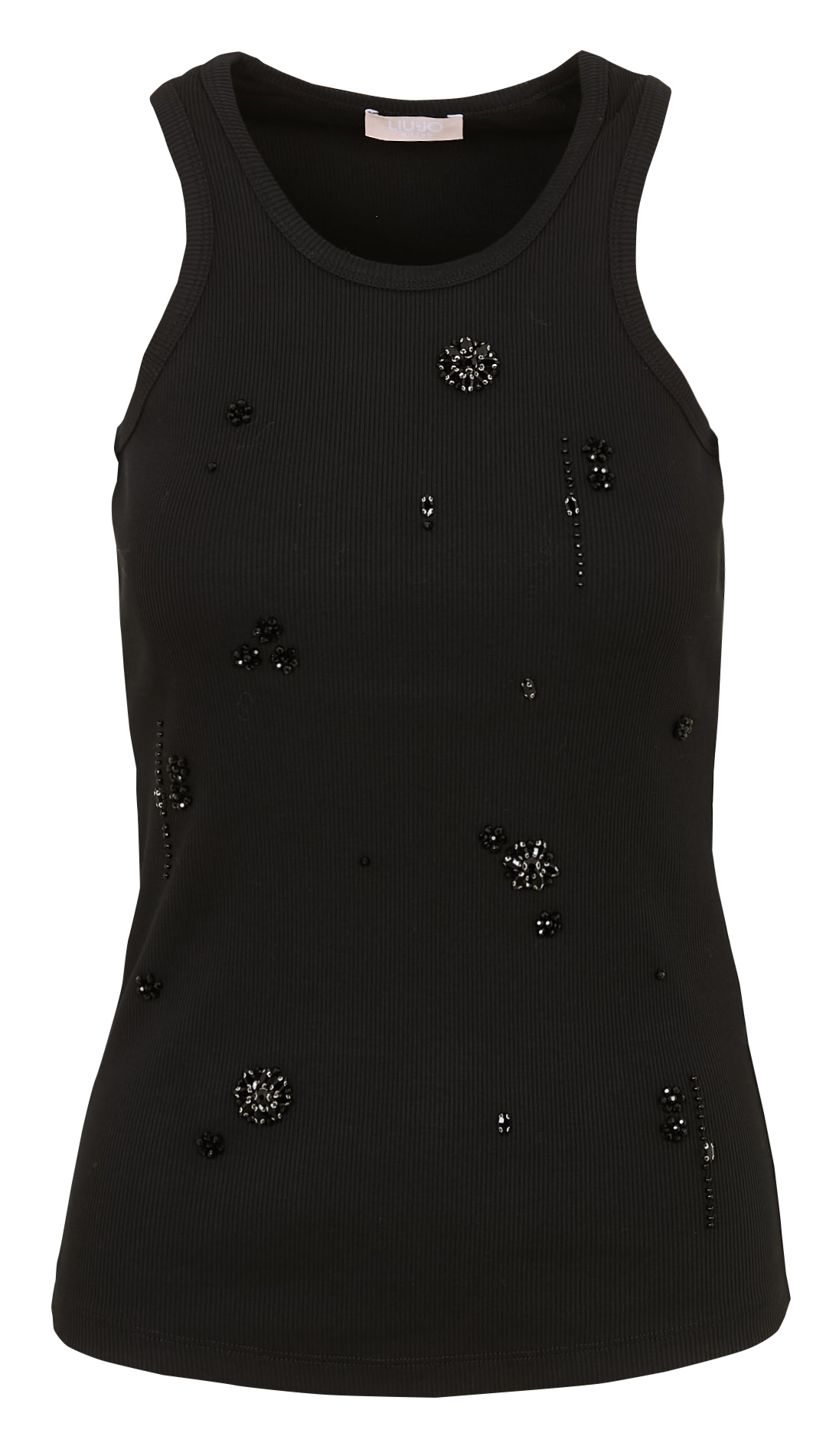 Cotton-blend tank top with round neck LIU JO Black
