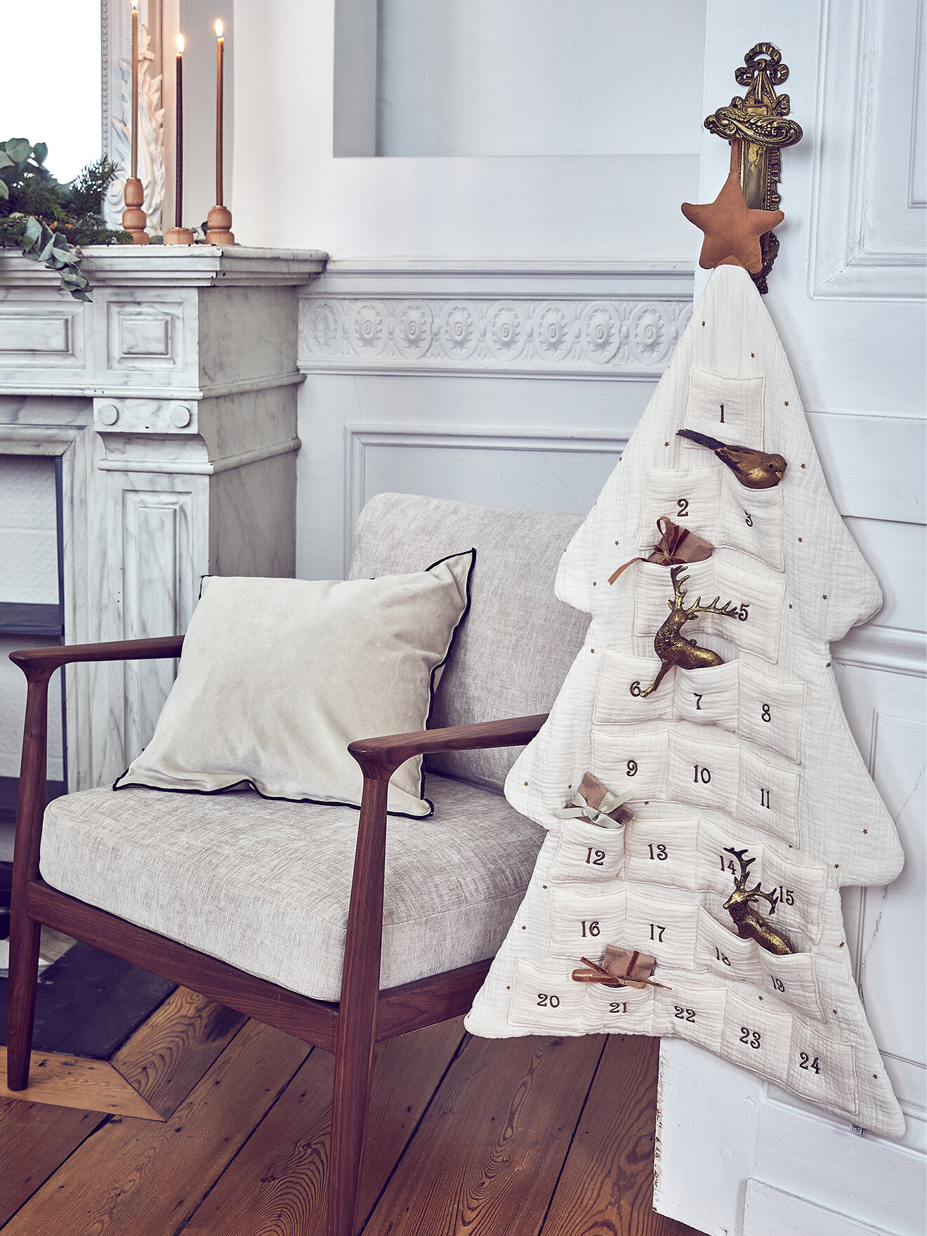 Cotton gauze advent calendar CYRILLUS White