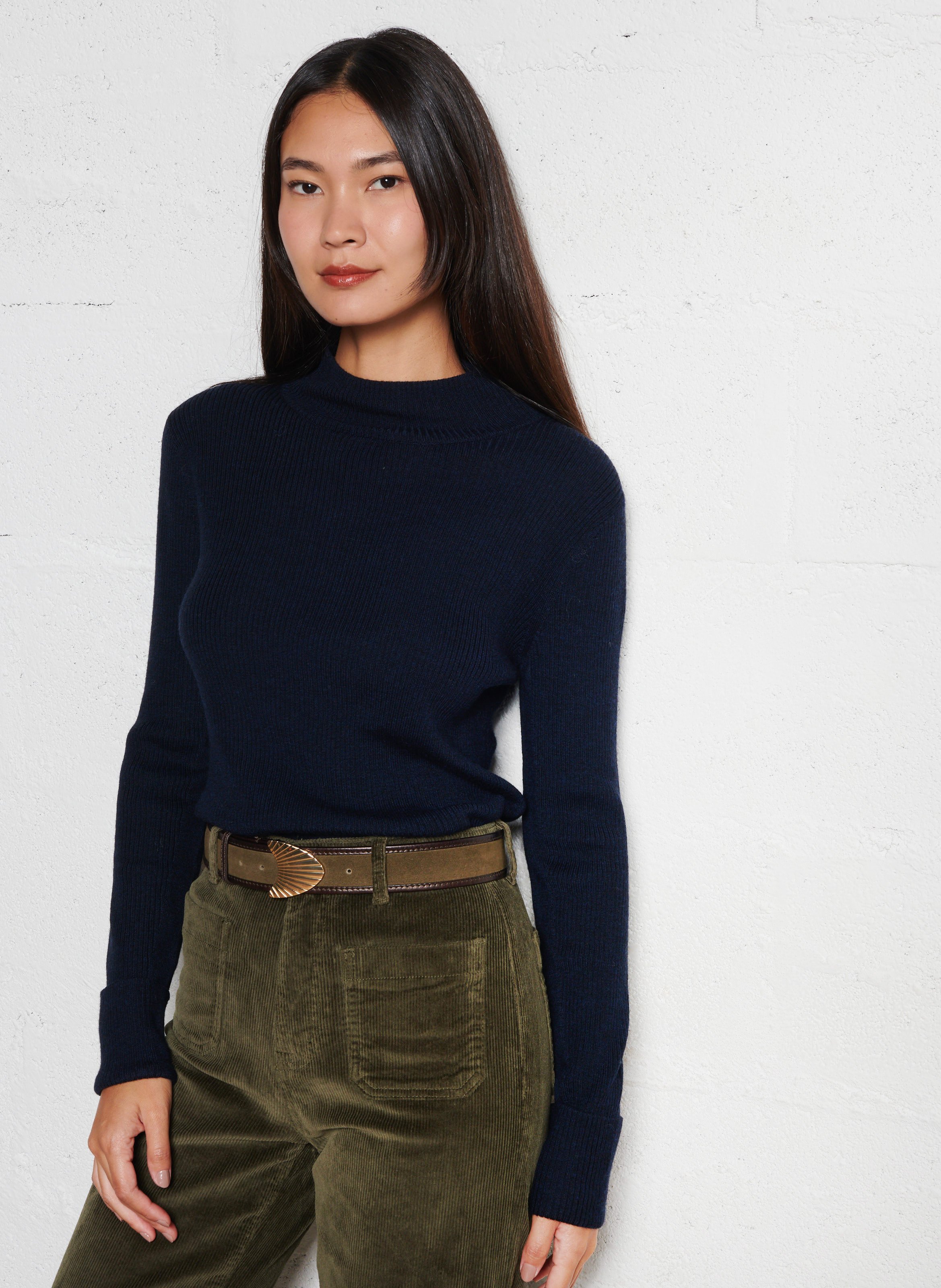 Pull ajusté col montant en laine BENSIMON