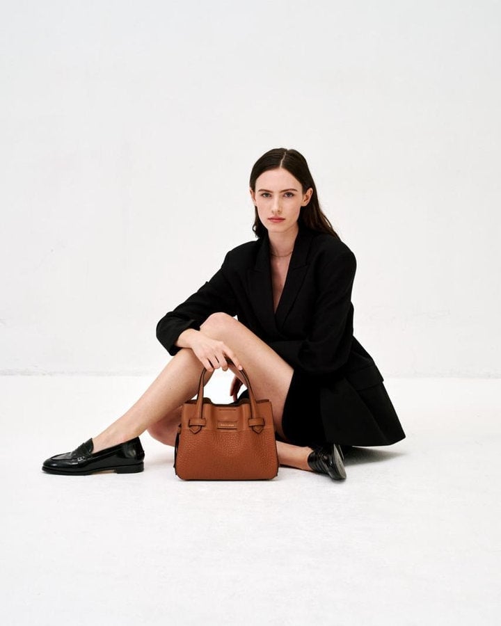 Handbag - cowhide leather POURCHET Brown