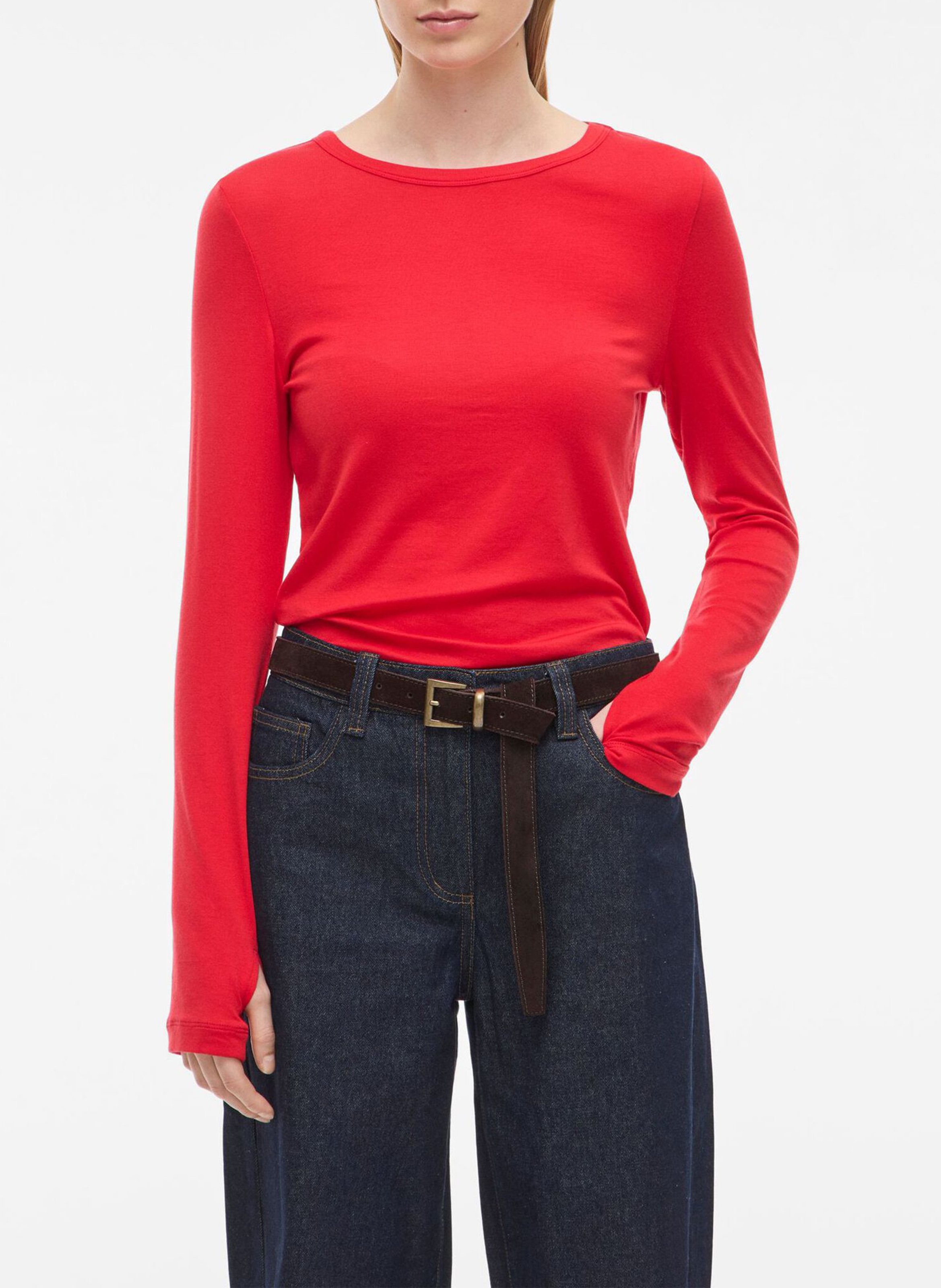 Tee-shirt ajusté col rond ROUGE EDIT