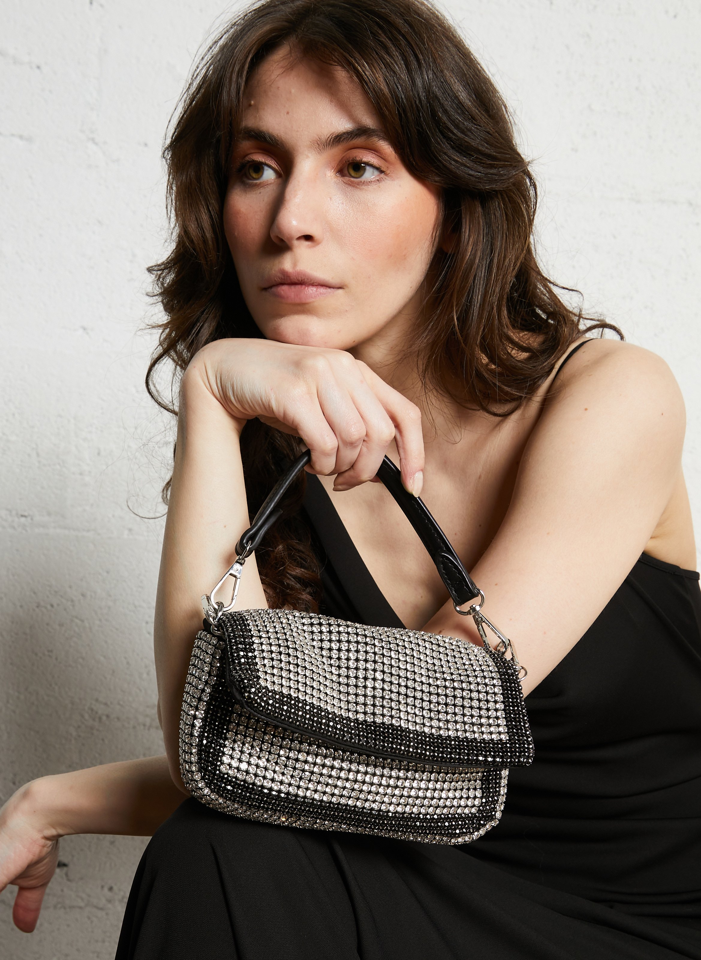 Mini clutch met strass AU PRINTEMPS PARIS Zilver