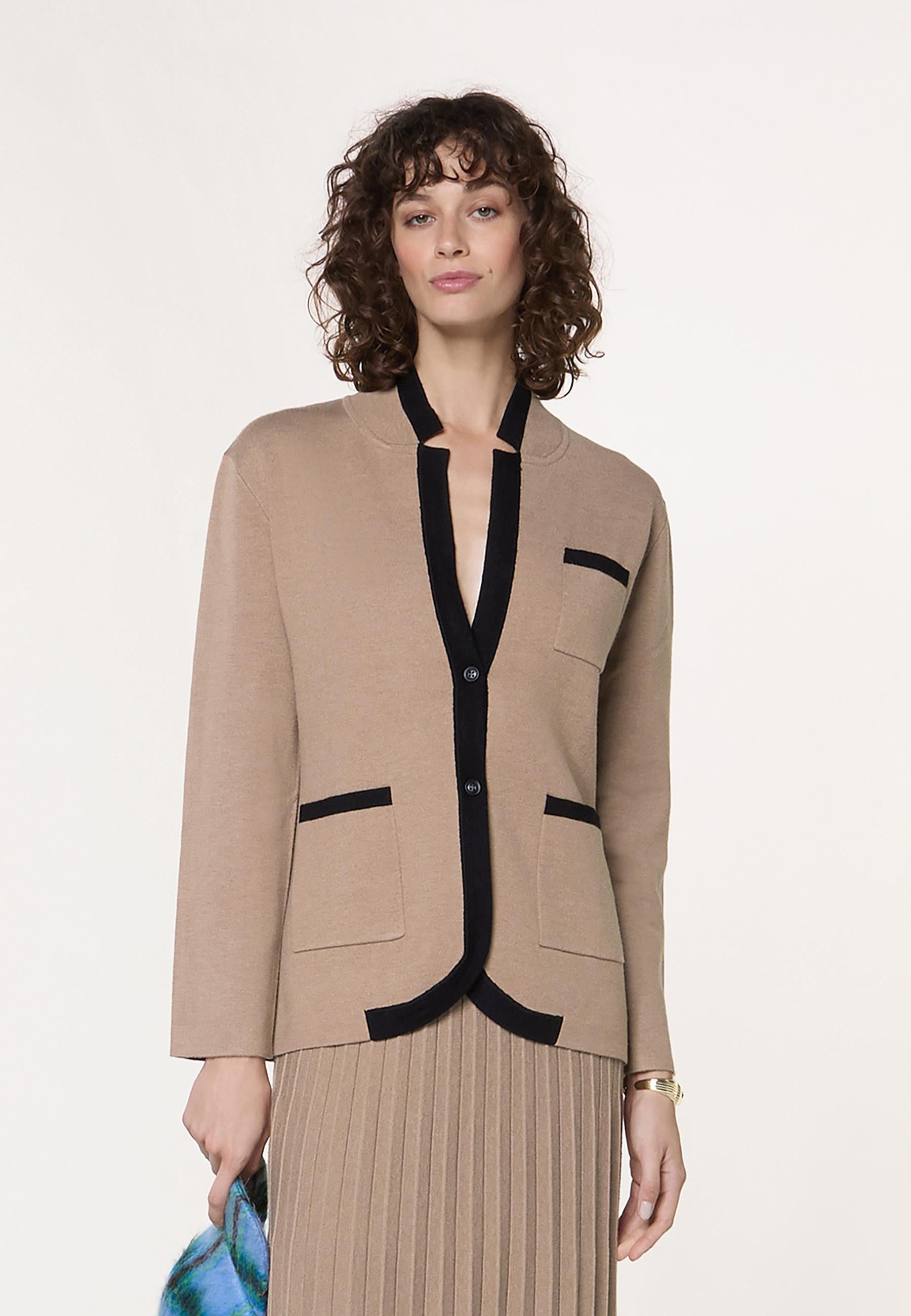 Two-tone double-faced knit jacket RODIER Brown