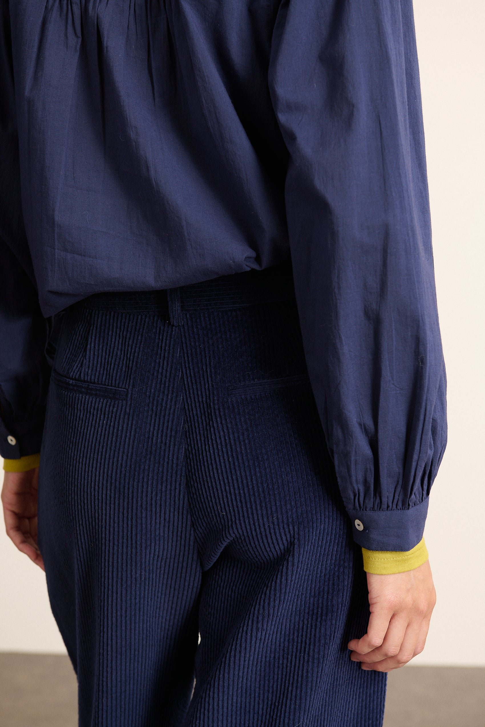 High-waisted wide-leg corduroy trousers with pleats GARANCE PARIS Blue