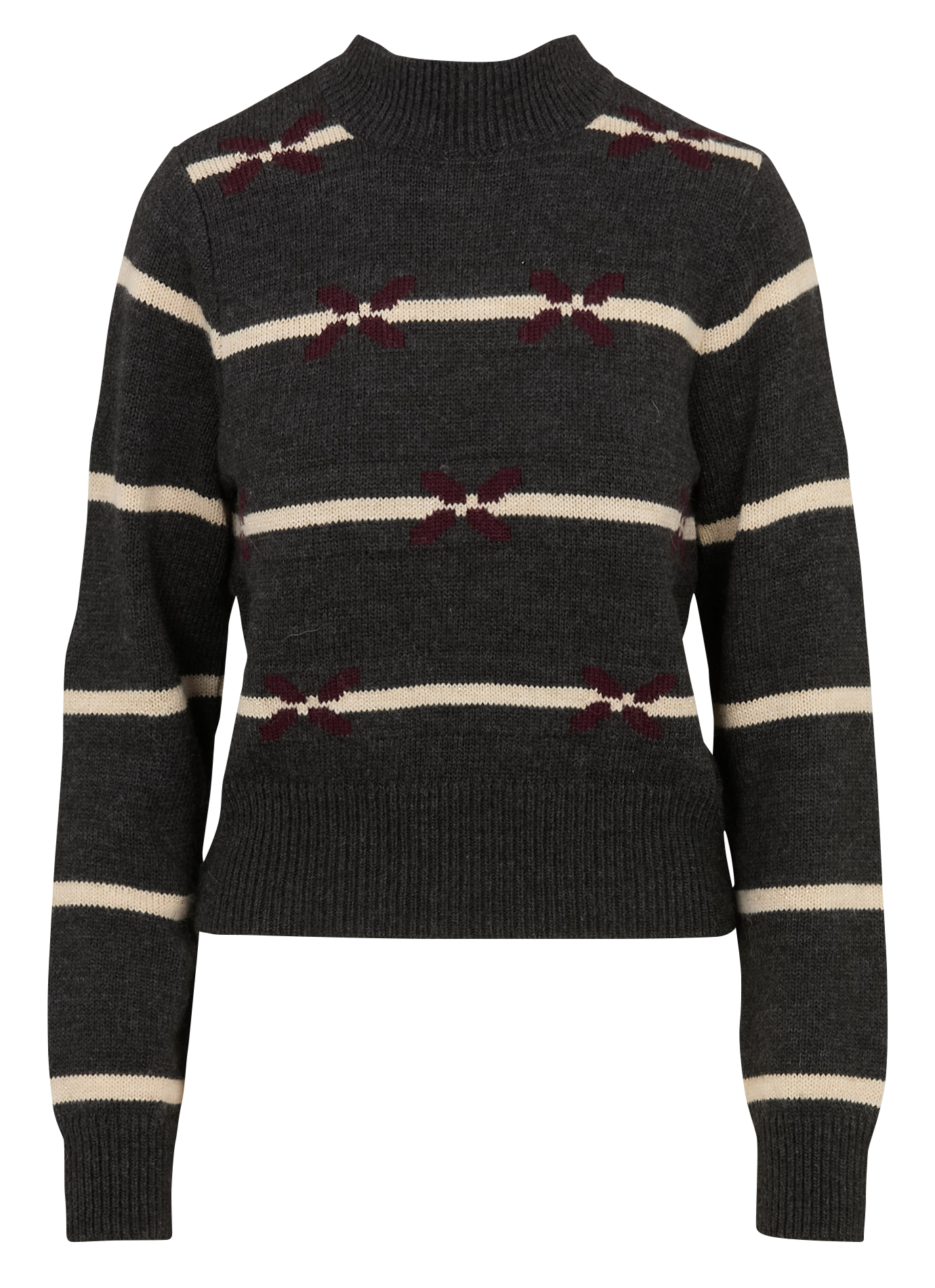 Pull col montant rayé I CODE Noir