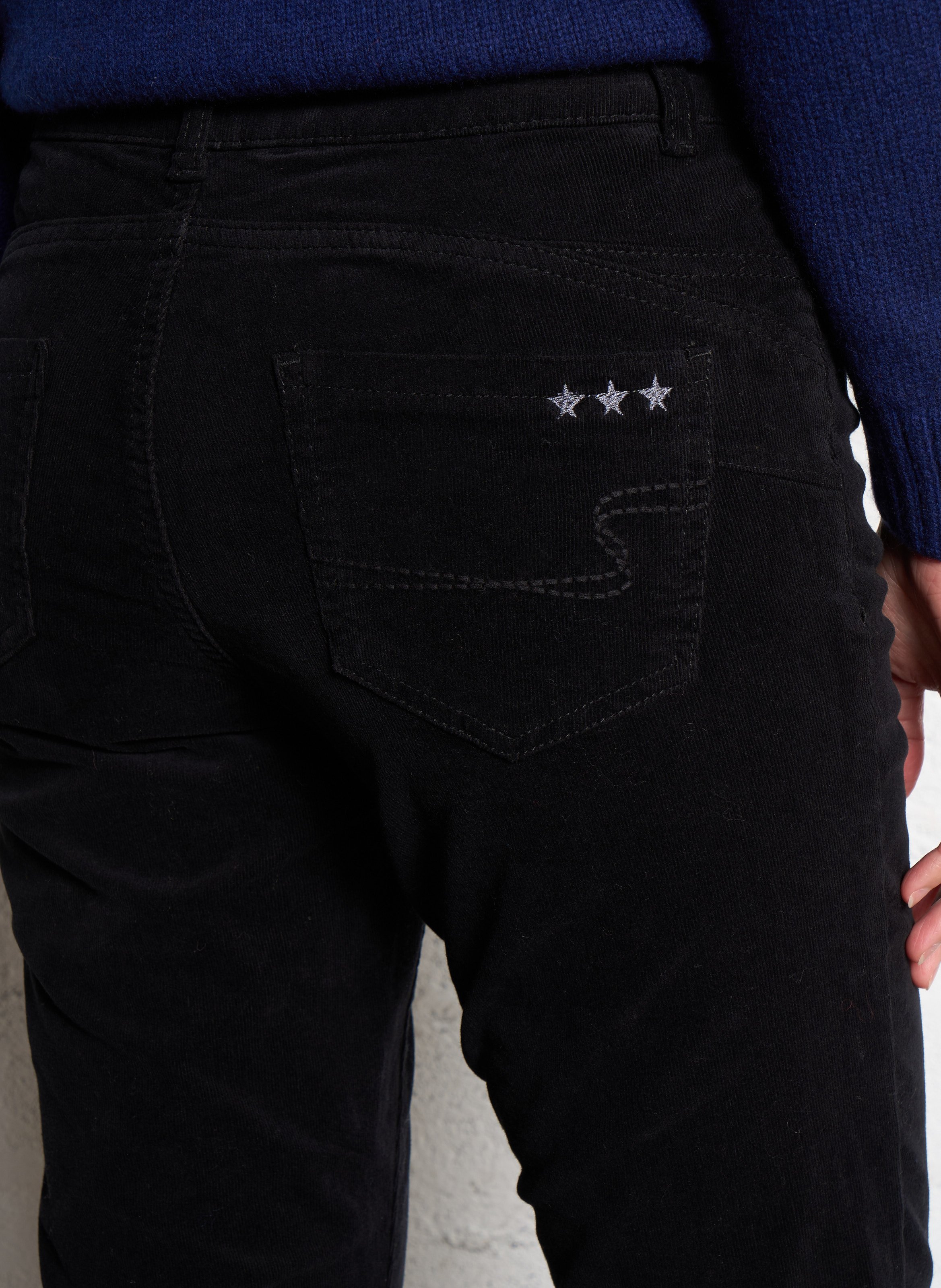 Pantalon slim velours en coton stretch SUD EXPRESS Noir