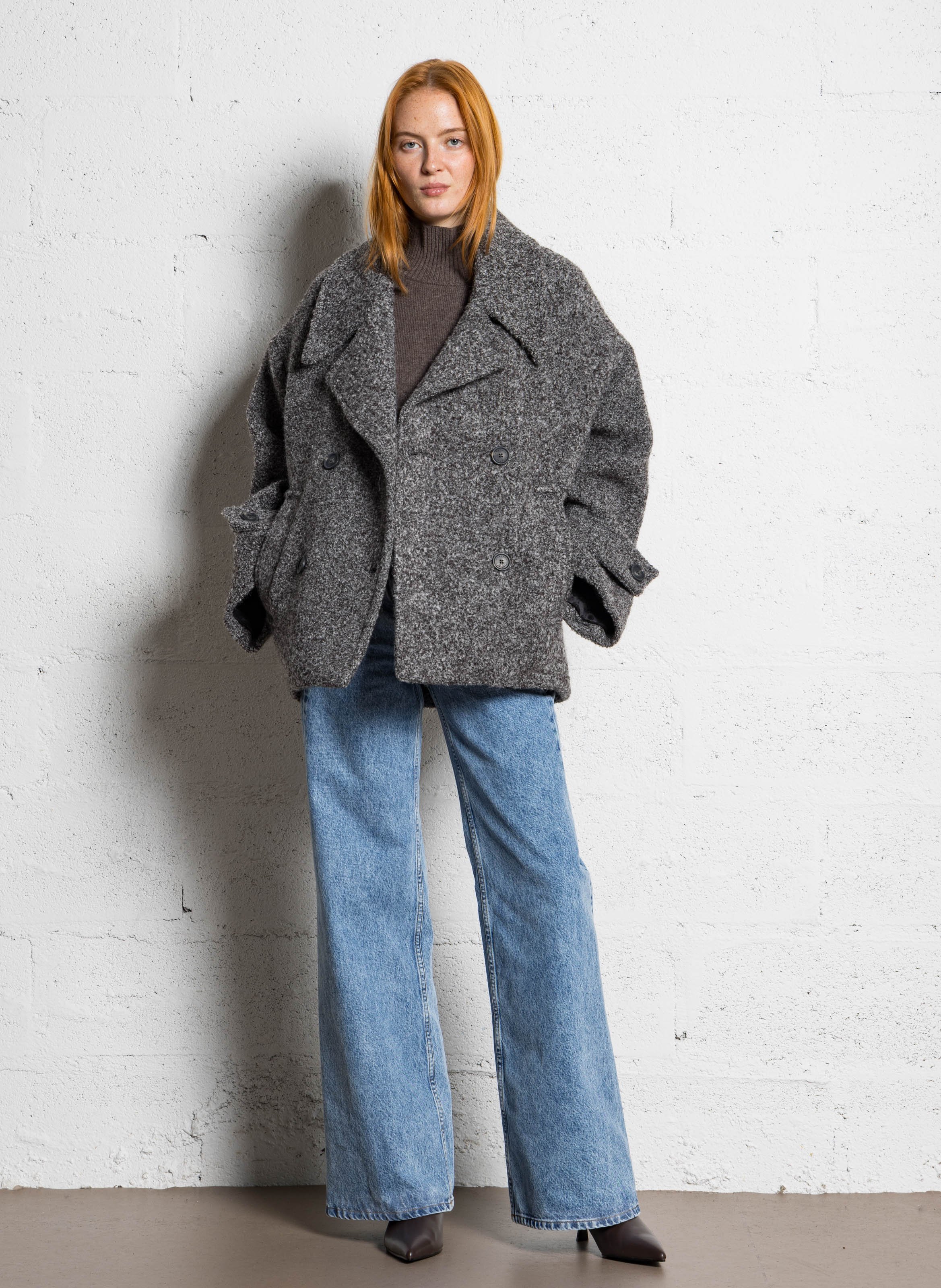 Cropped wool-blend coat MARGAUX LONNBERG Silver