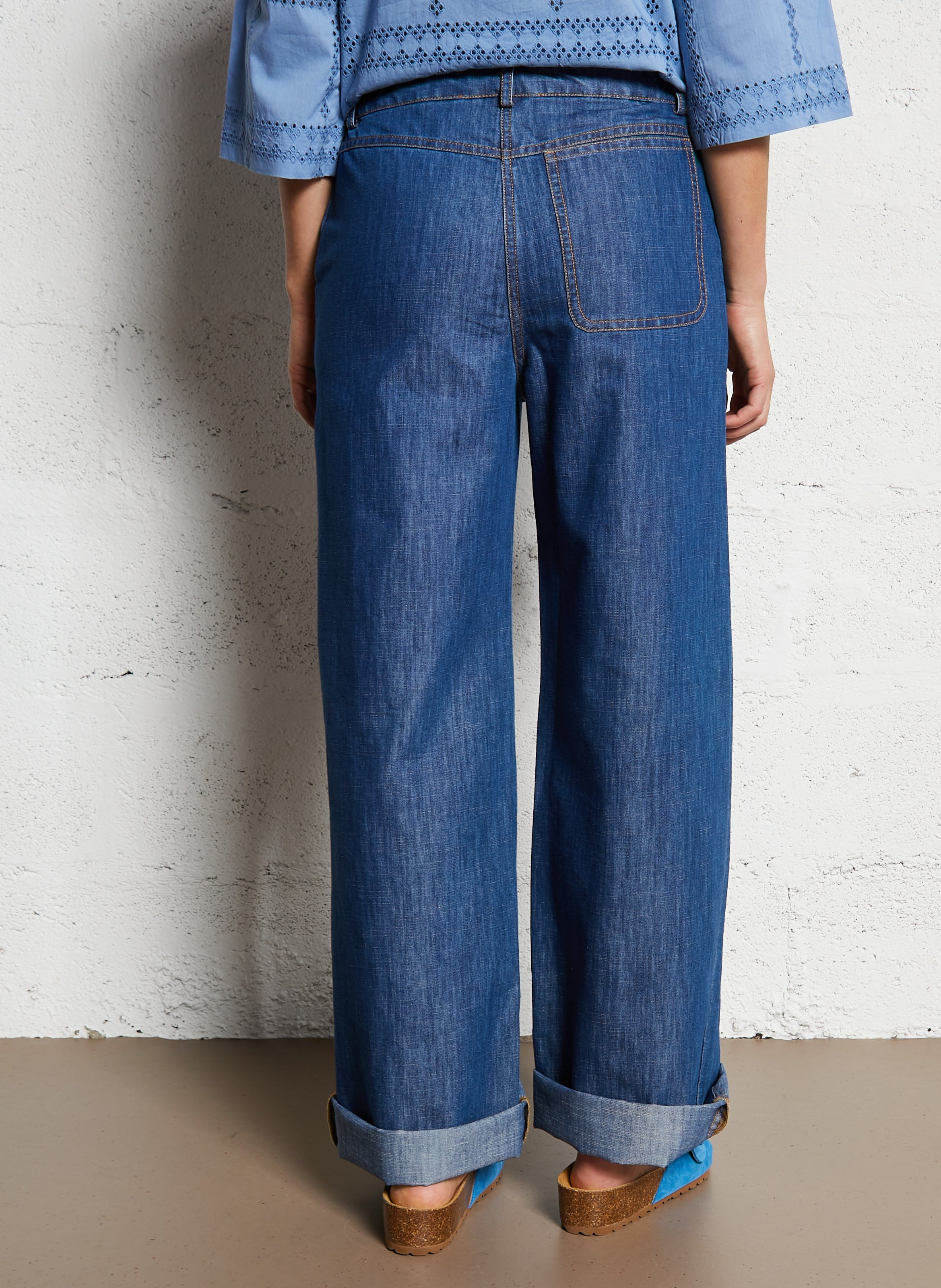 Jean large en coton mélangé NICE THINGS Bleu