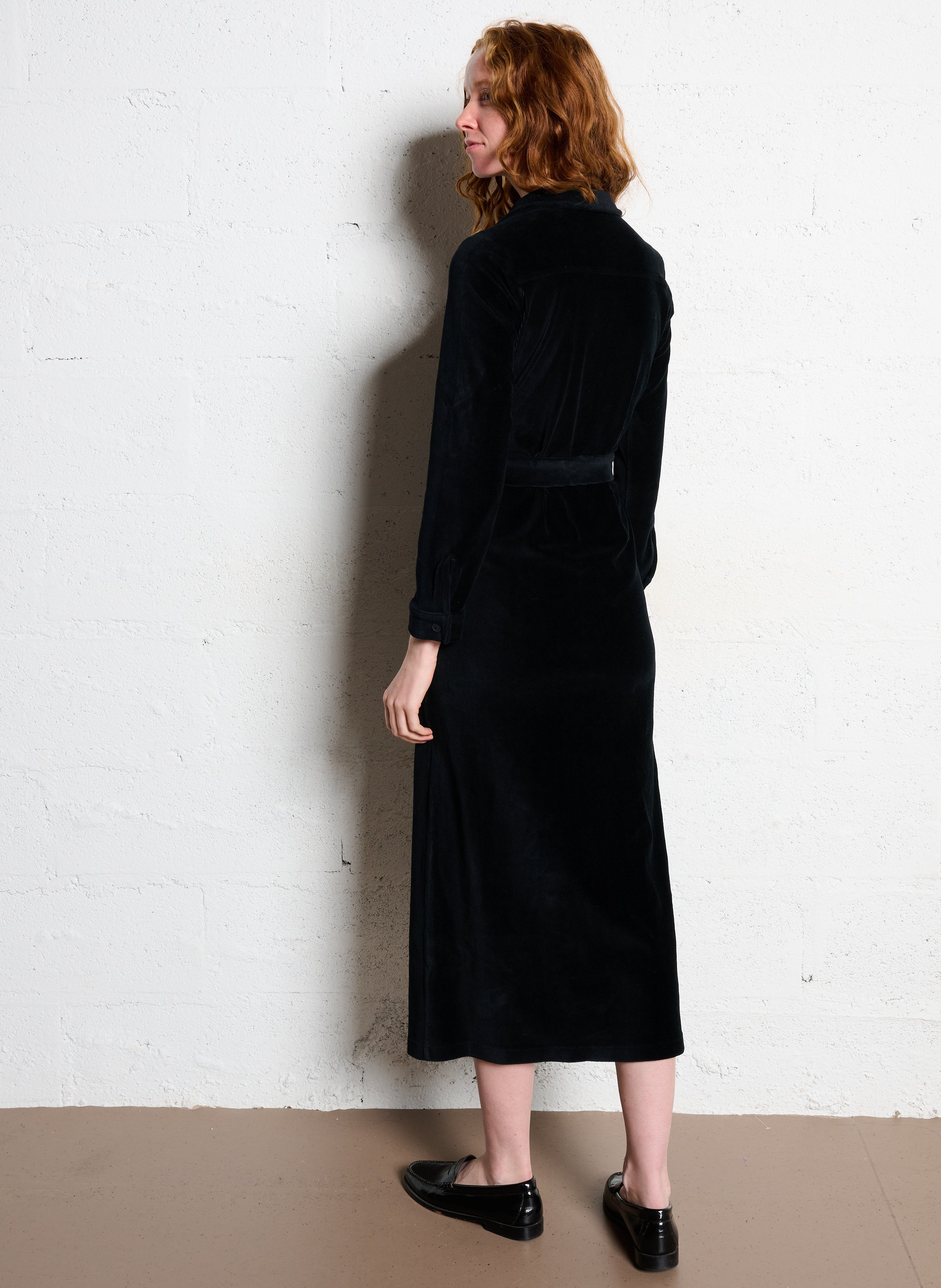 Midi corduroy belted dress NICE THINGS Black