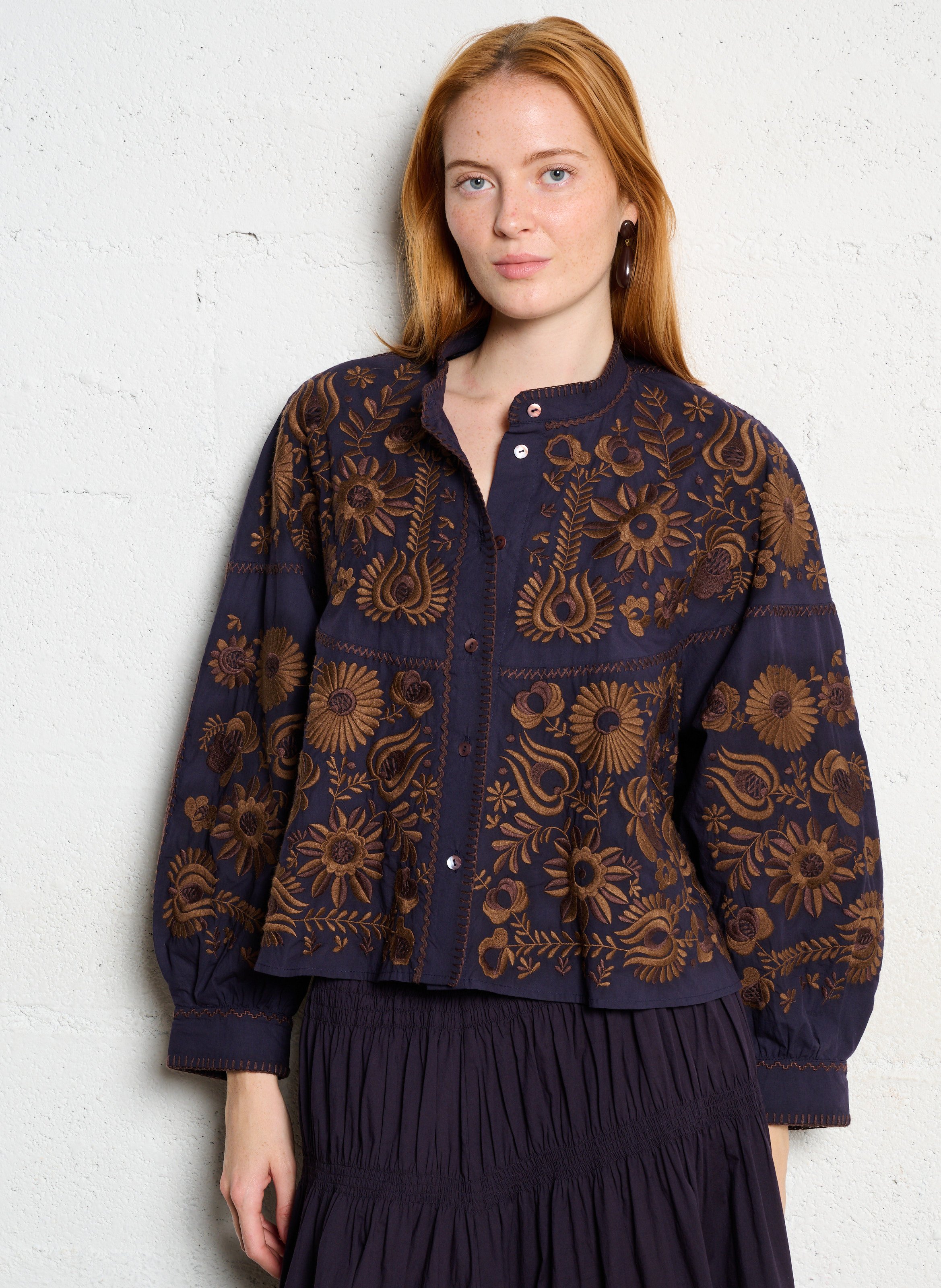 Baumwollbluse mit Rundhalsausschnitt ANTIK BATIK
