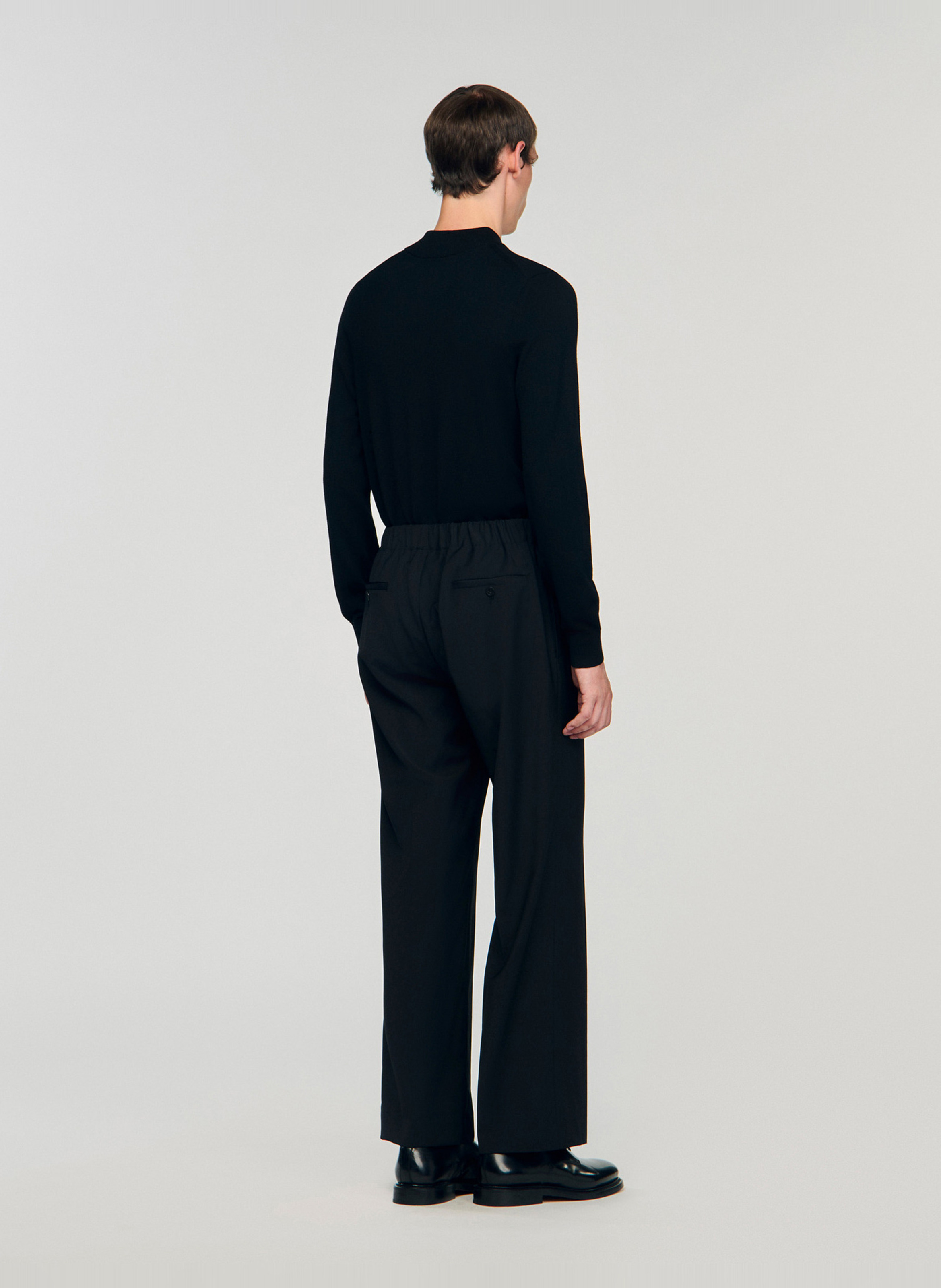 Straight wool trousers Black