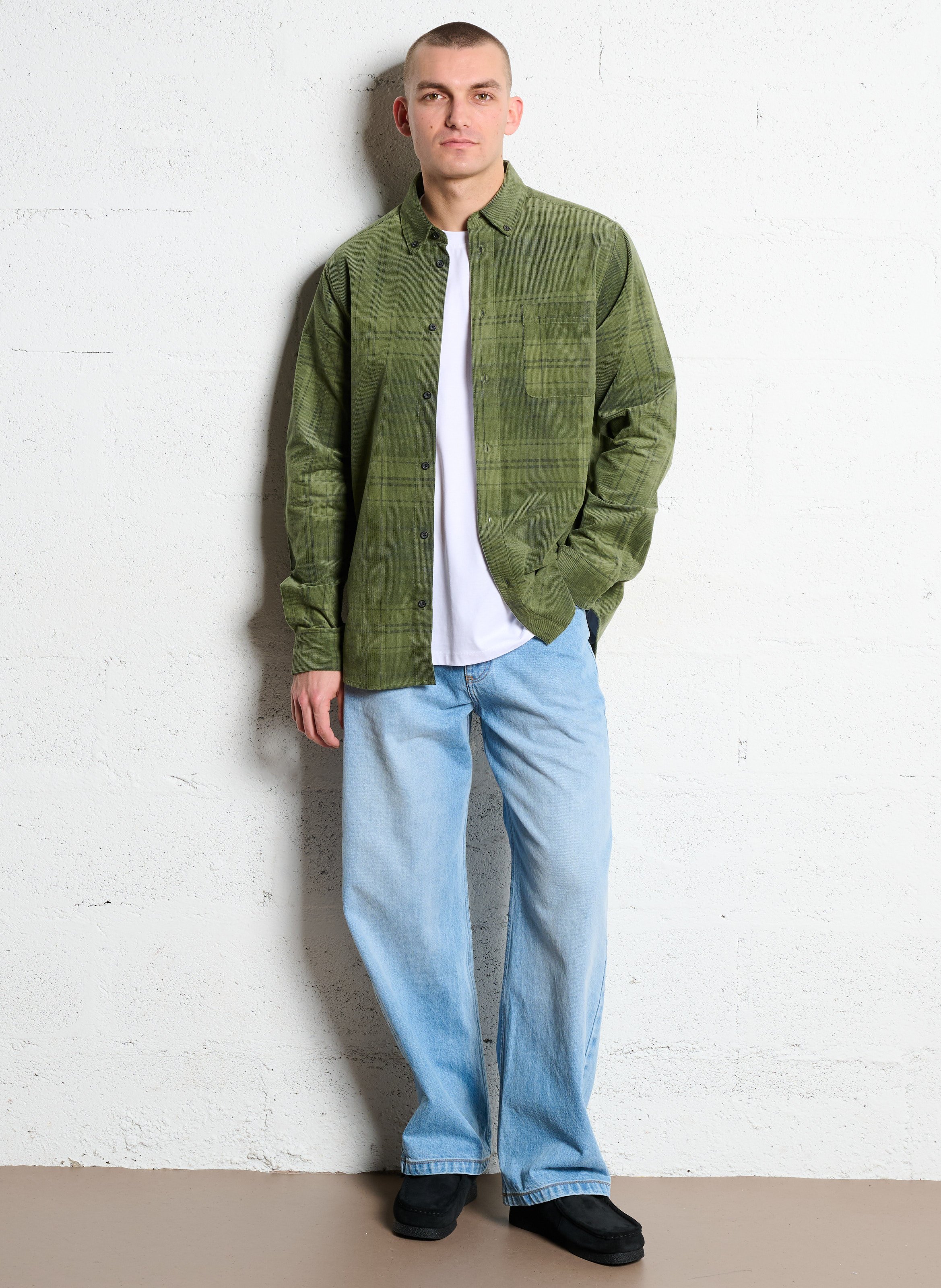 Rechte geruite corduroy blouse LES DEUX Groen